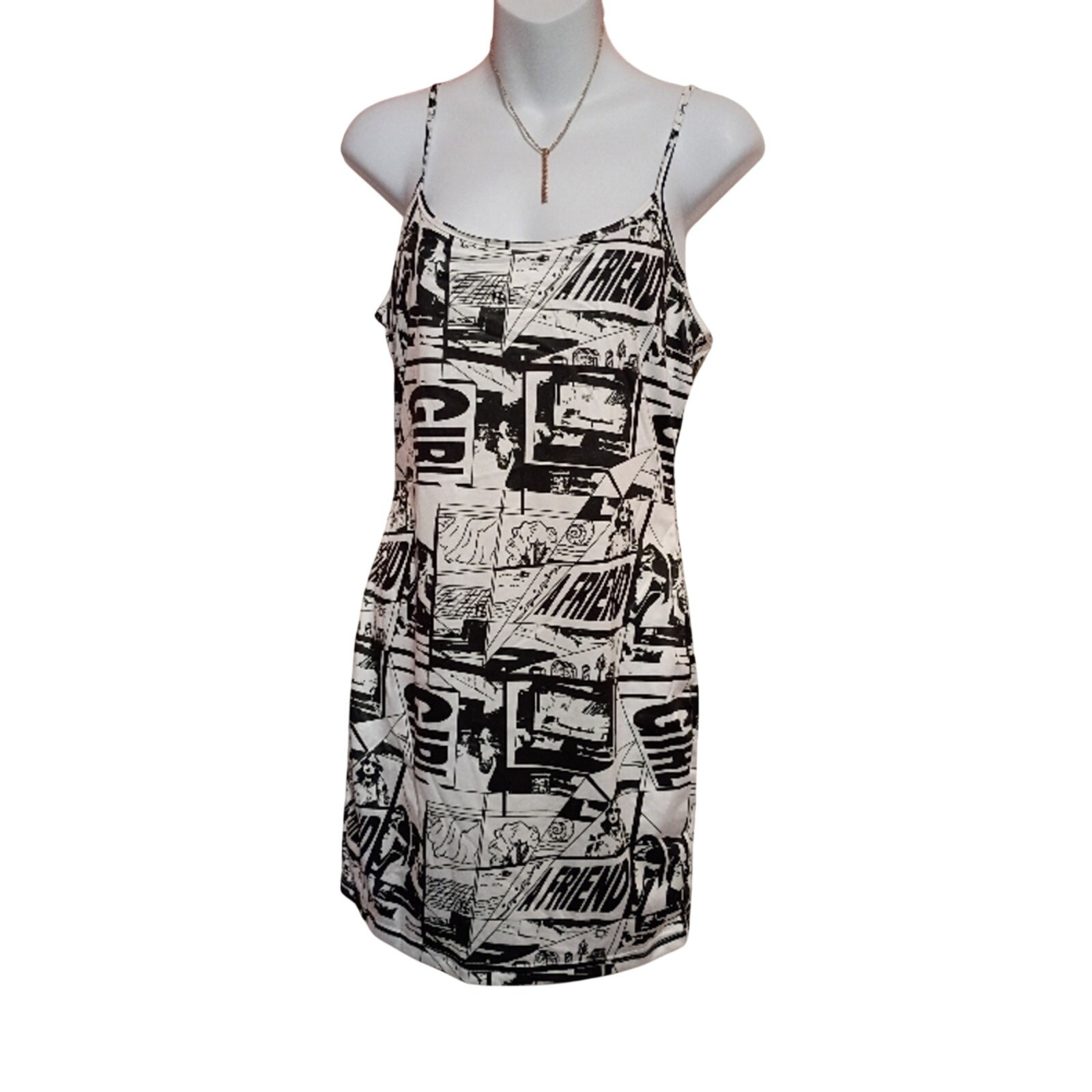 NWT SHEIN Ladies Black & White Graphic Print Mini Dress Sz Lg