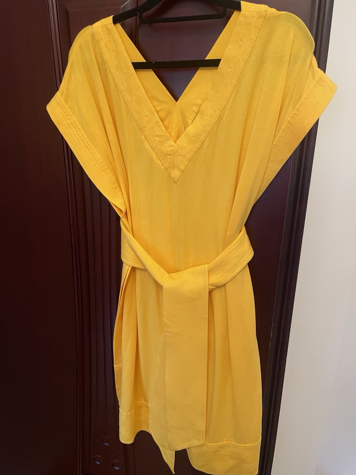 Diane von Furstenberg New Beach Dress Size Large Bright Yellow Wide Arm Holes