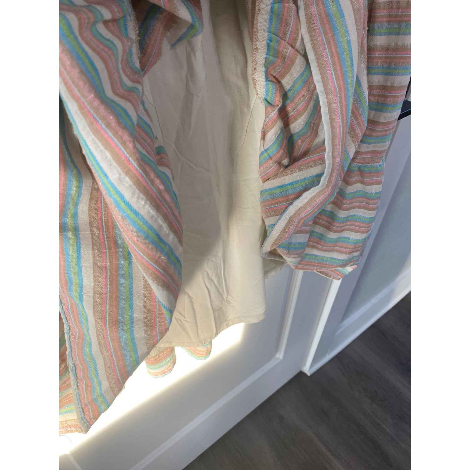 Entro Multi Color Striped Ruffle Sleeve Tiered Babydoll Dress Cottagecore Small