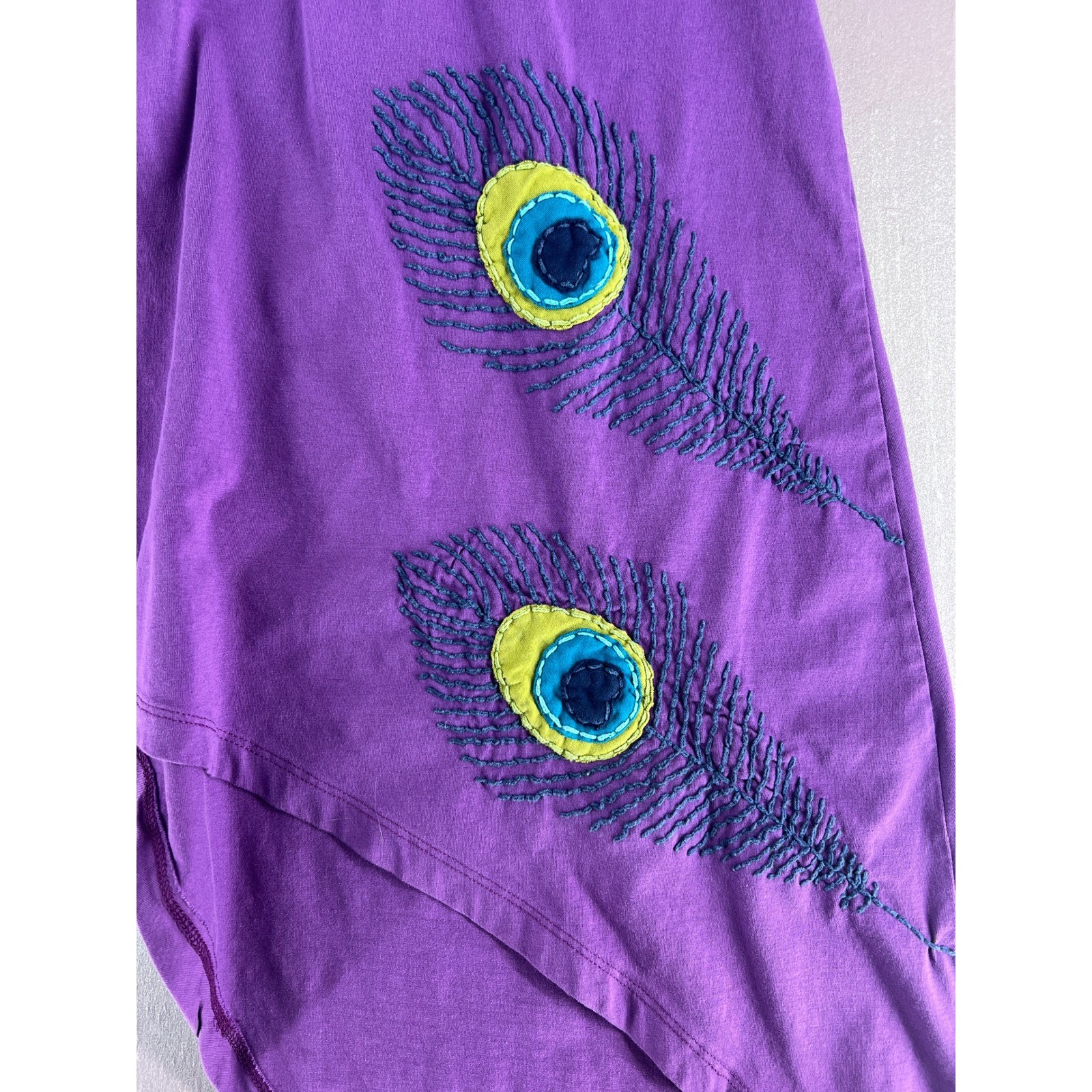 Handmade Org Cotton High Low Asymmetrical Fairycore Peacock Festival Dress XS