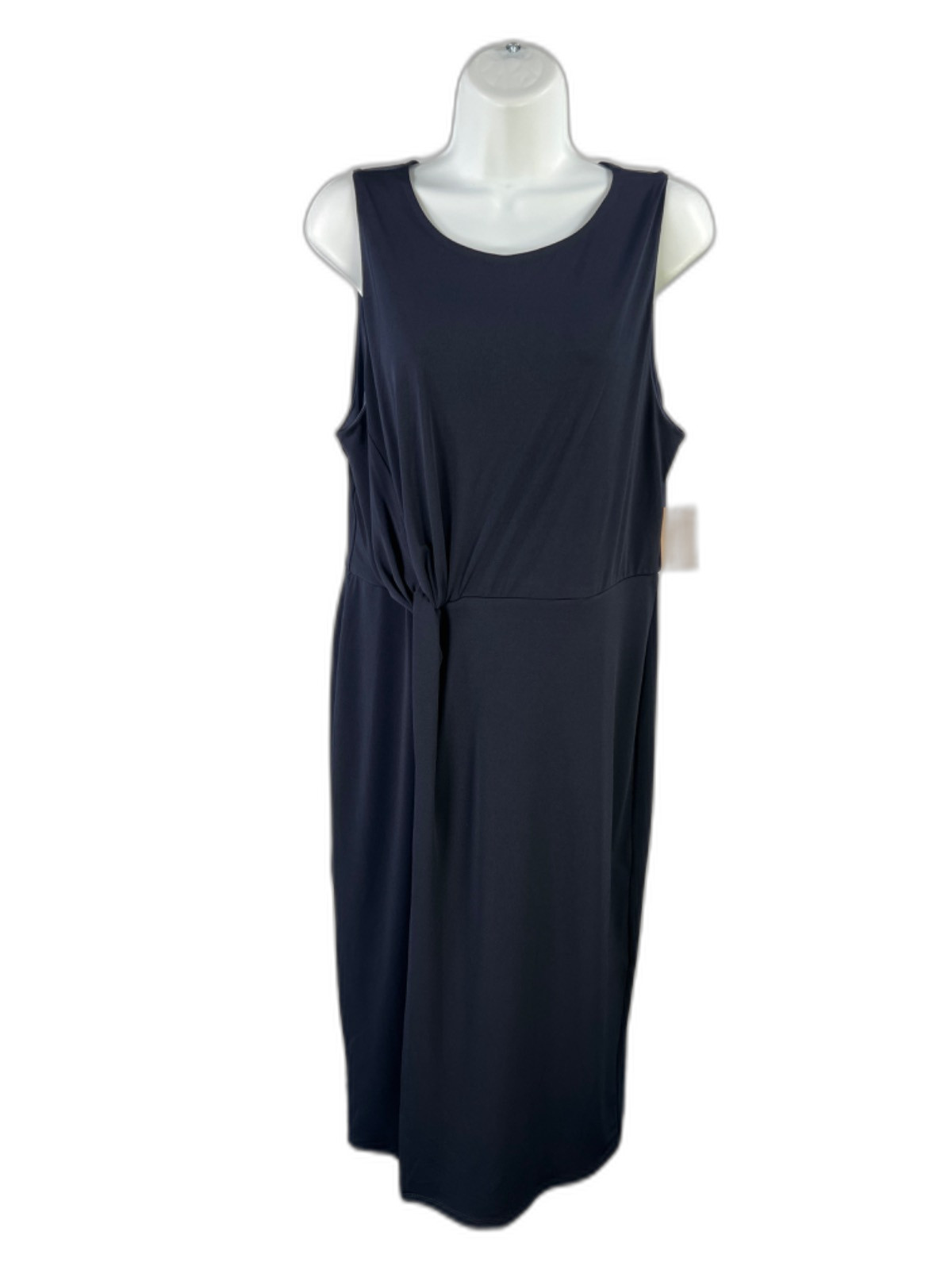 Rachel Roy Women’s Blue Faux Front Tie Sleeveless Midi Shift Dress – XL