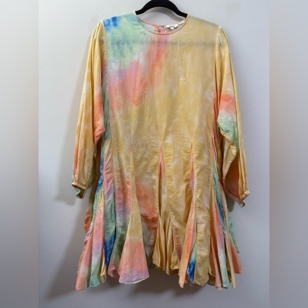 Rhode Ella Tie Dye Pleated Shift Multicolor Mini Dress (NO BELT) – S