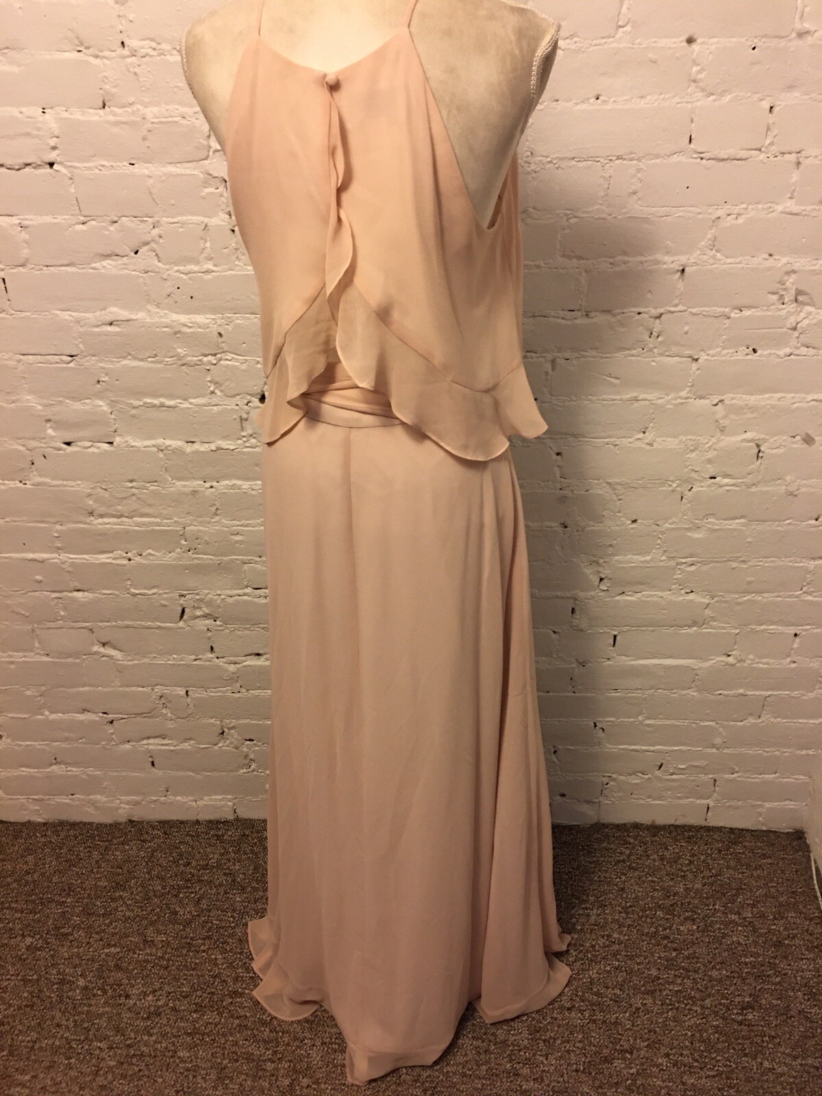 Bhldn Donna Morgan Collection ruffle halter and maxi skirt set pink 8 wedding