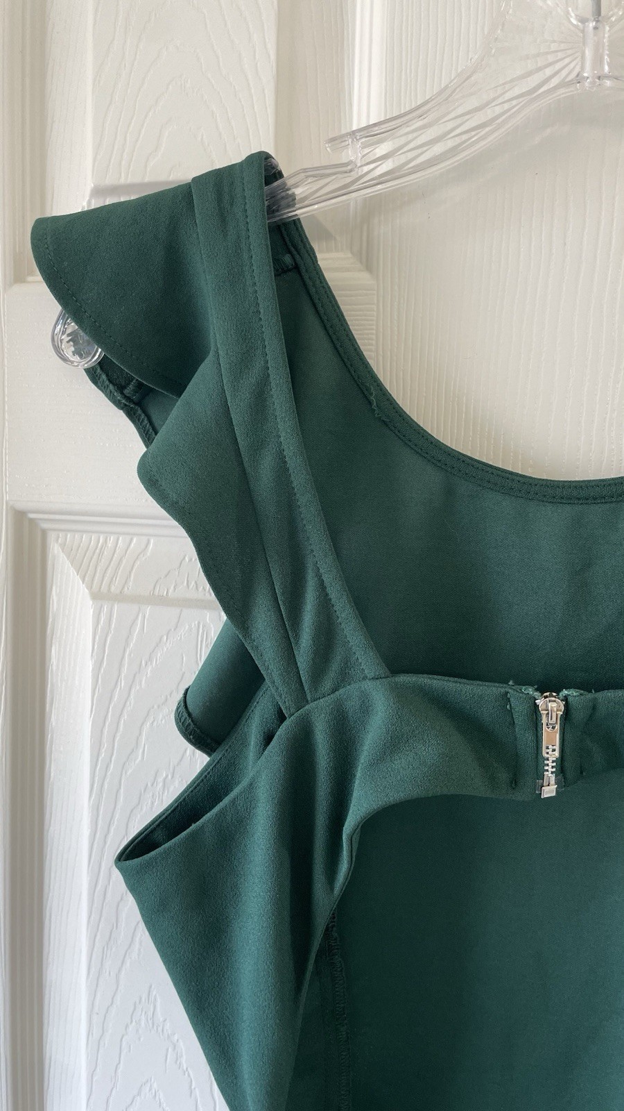 Hello Molly Green Ruffle Flutter Sleeve Backless Fit & Flare Mini Dress M