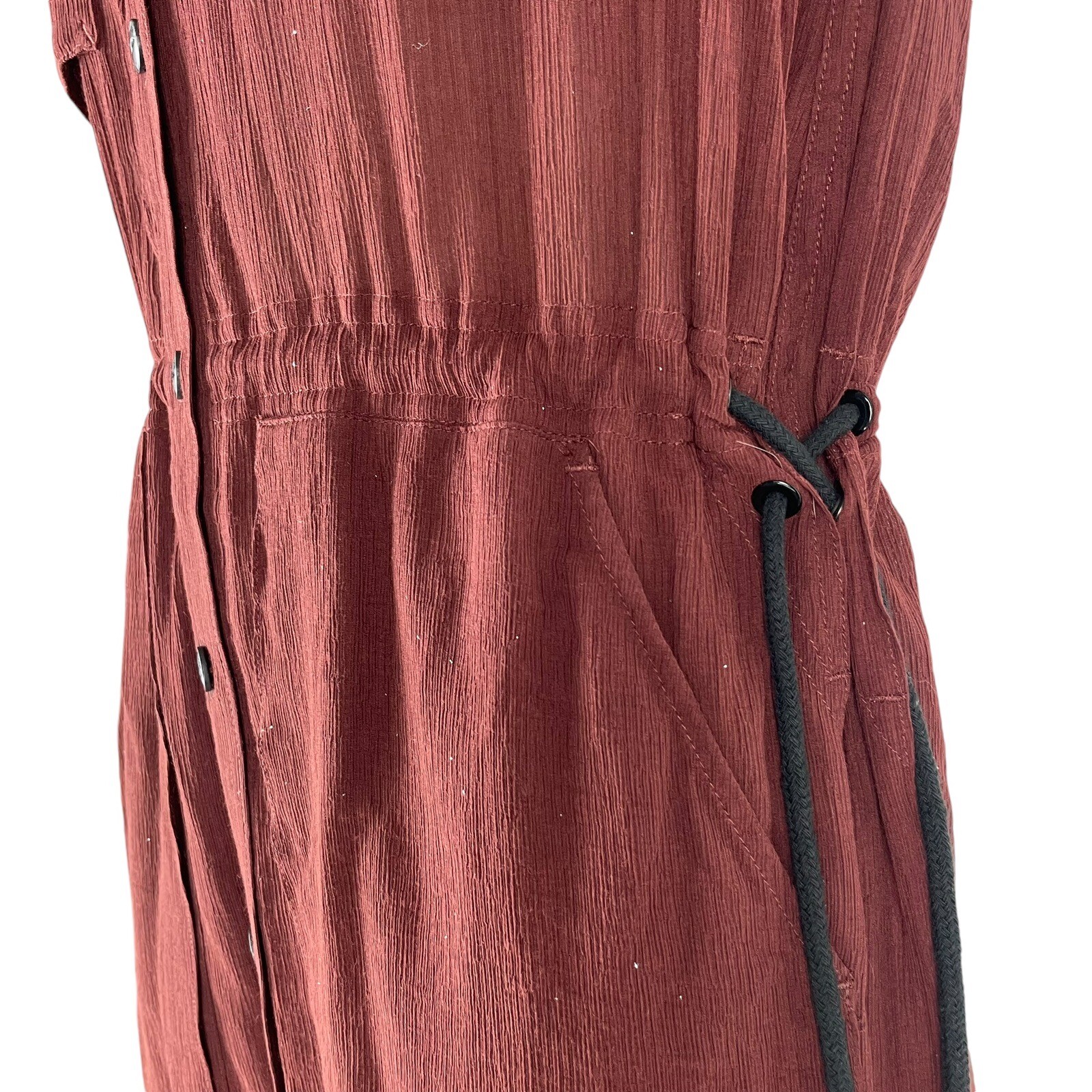 NEW Rag & Bone Oasis Button Down Shirt Dress Waist Tie Deep Red Women Size XXS