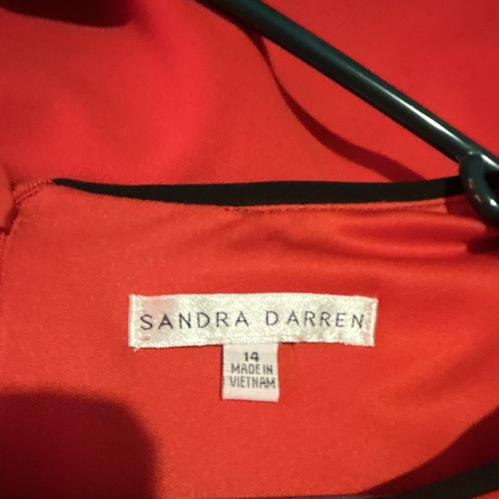 Sandra Darren Women’s Sheath Solid Knit Round Neck Bell 3/4 Sleeve Red 14 Zip