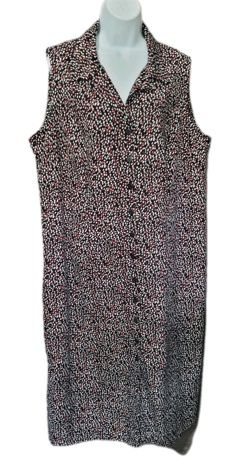 Dressbarn Women’s Maxi Shift Sheath Dress Plus Size 20W Career Black Button Up