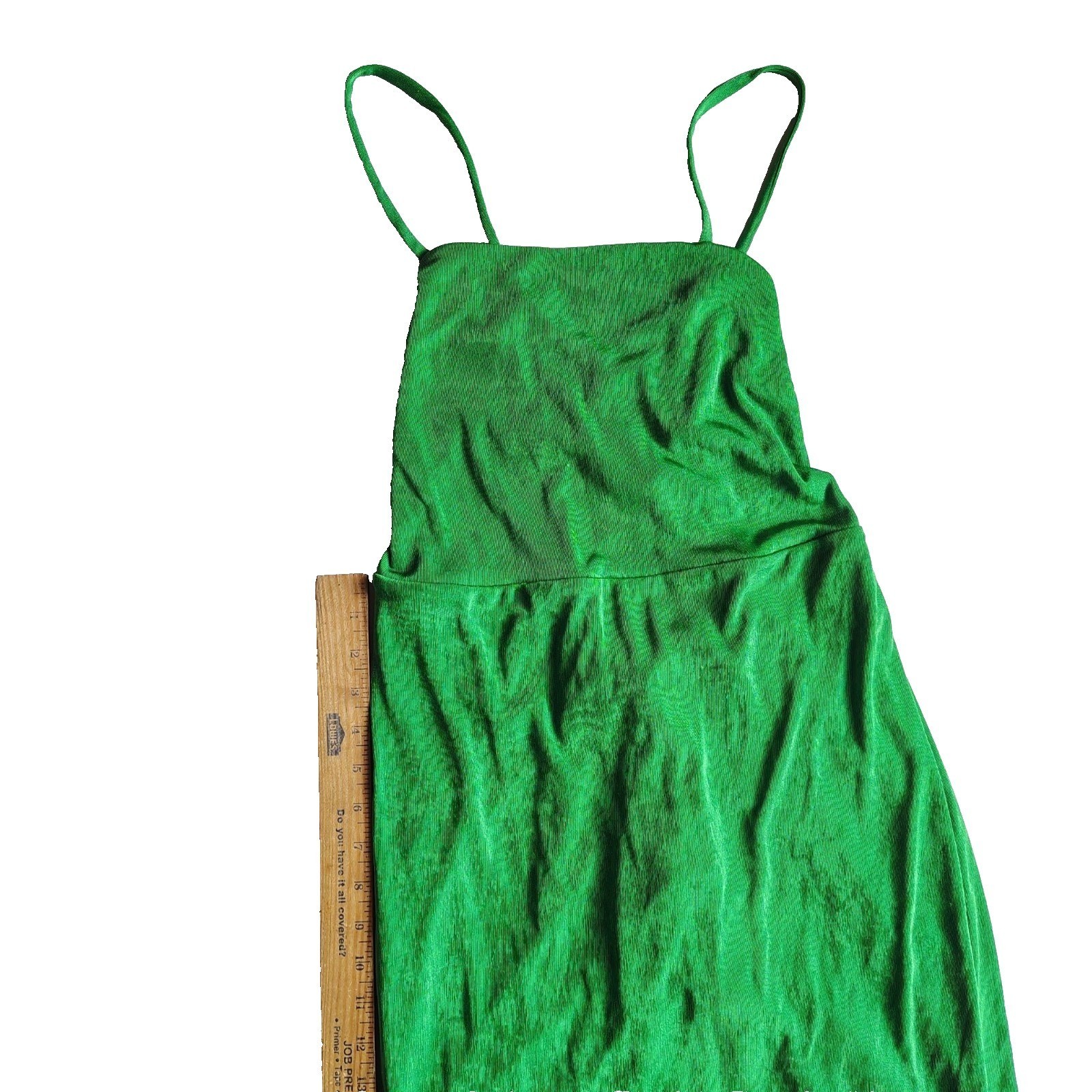 Wild Fable Emerald Satin Lace Up Back Midi Dress Side Slit Women’s Large