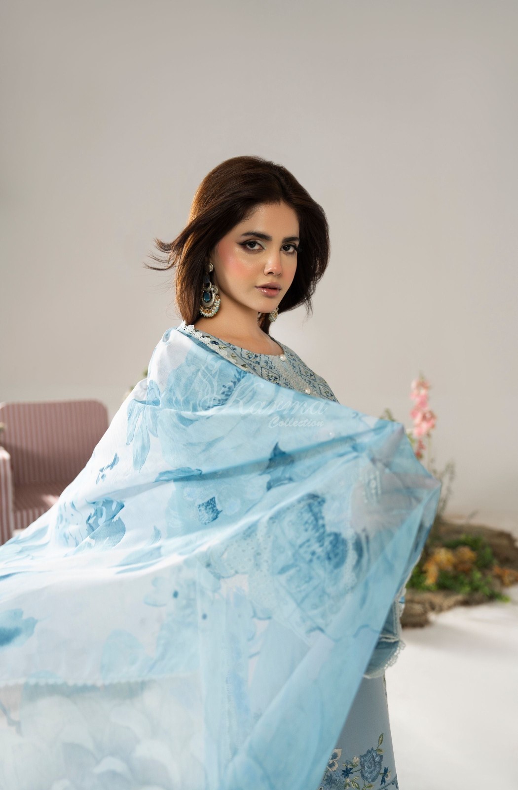 Karma Collection 3 Piece Stitched Embroidery Suit – KC-1580-Muted Blue