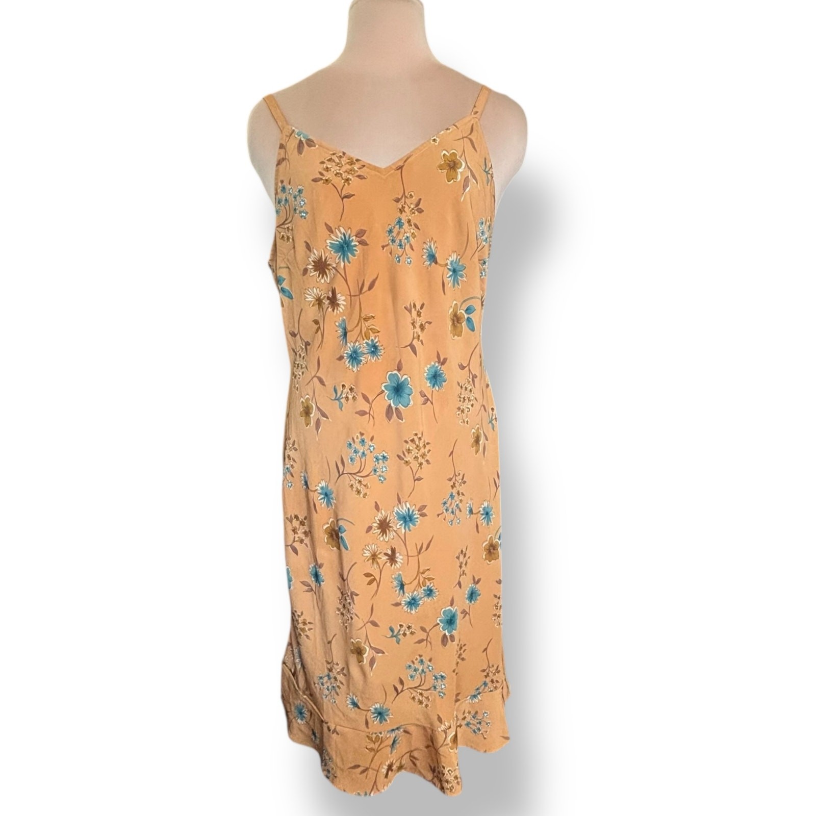 Mile Gabrielle Yellow Floral Midi Slip Dress Blue Flower Print Boho Romantic