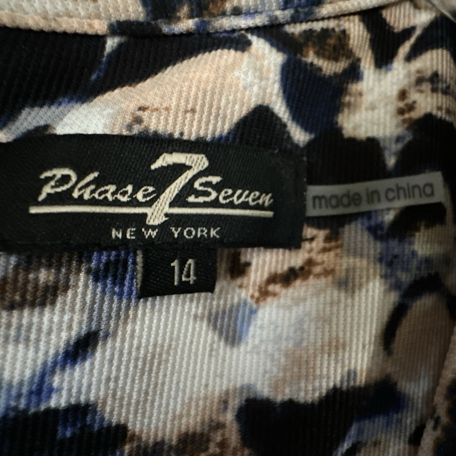 Phade 7 Seven New York 14 Blue/White Abstract Cap Sleeve Sheath Dress Tie
