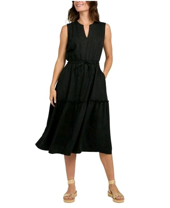 LANDS’ END LYOCELL TIERED LADIES MIDI DRESS.