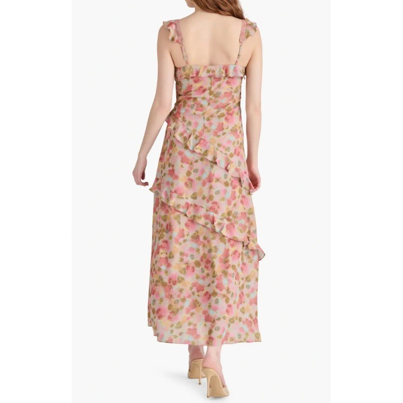 NWT Steve Madden Versailles Floral Ruffle Dress Asymmetric Georgette Lace