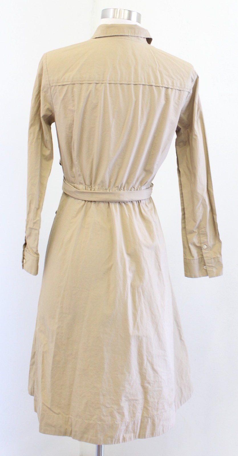J Crew Poplin Button Front Tie Waist Shirt Dress in Honey Brown Size 4 Tan Khaki