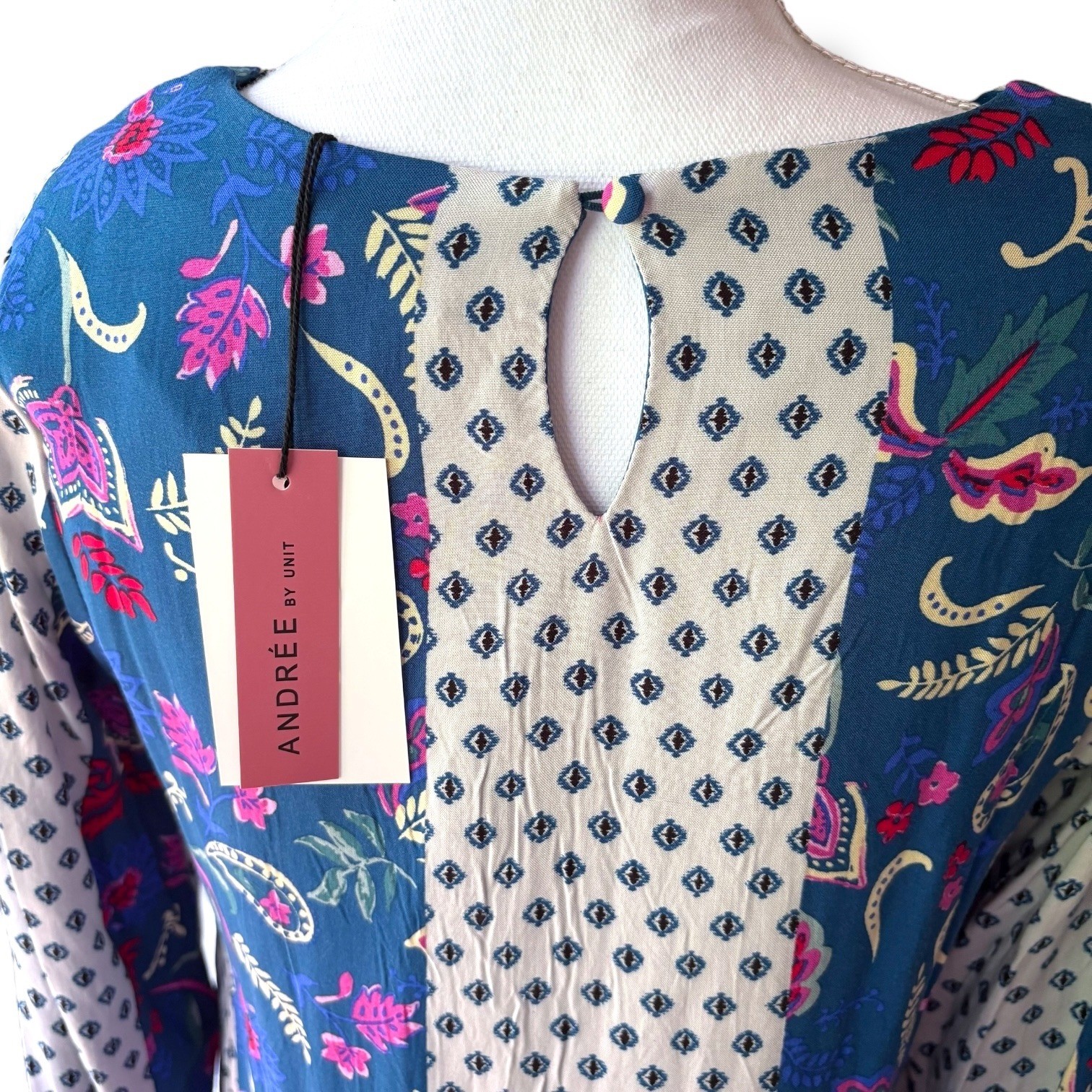 Andree by Unit Boho Teal & Pink Mixed Print Shift Dress