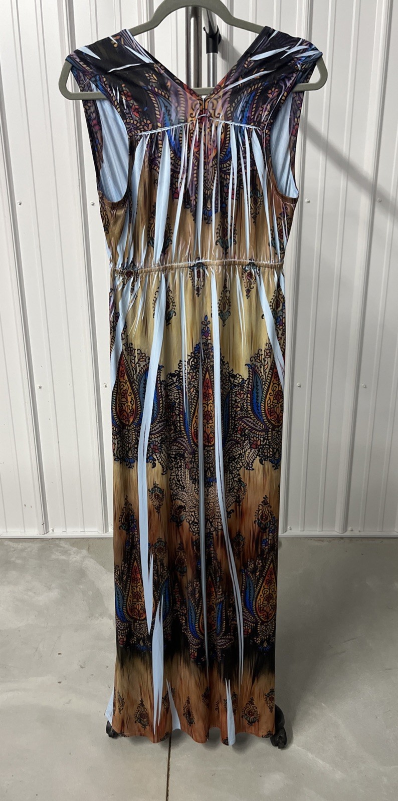ONE WORLD Maxi Dress Womens Size L Sleeveless Stretch Whimsy Flowy Fairy Boho