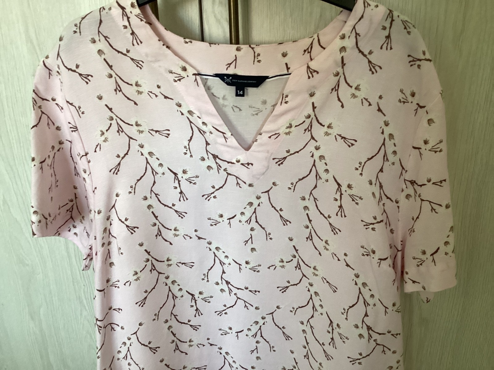Crew Clothing Pink Oriental Blossom Linen Mix Dress Size 14