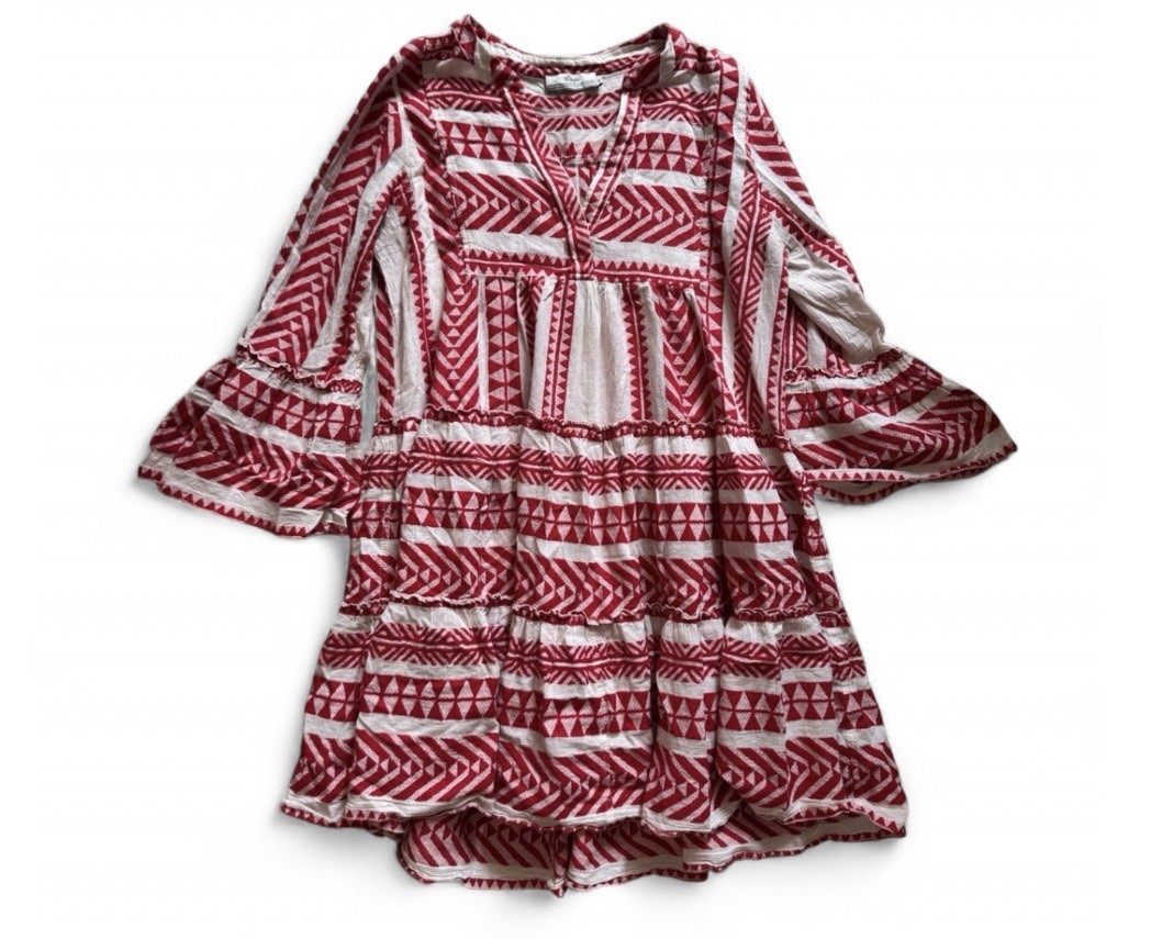 Devotion Twins Ella Tiered Boho Tunic Dress Flare Sz Small Women’s
