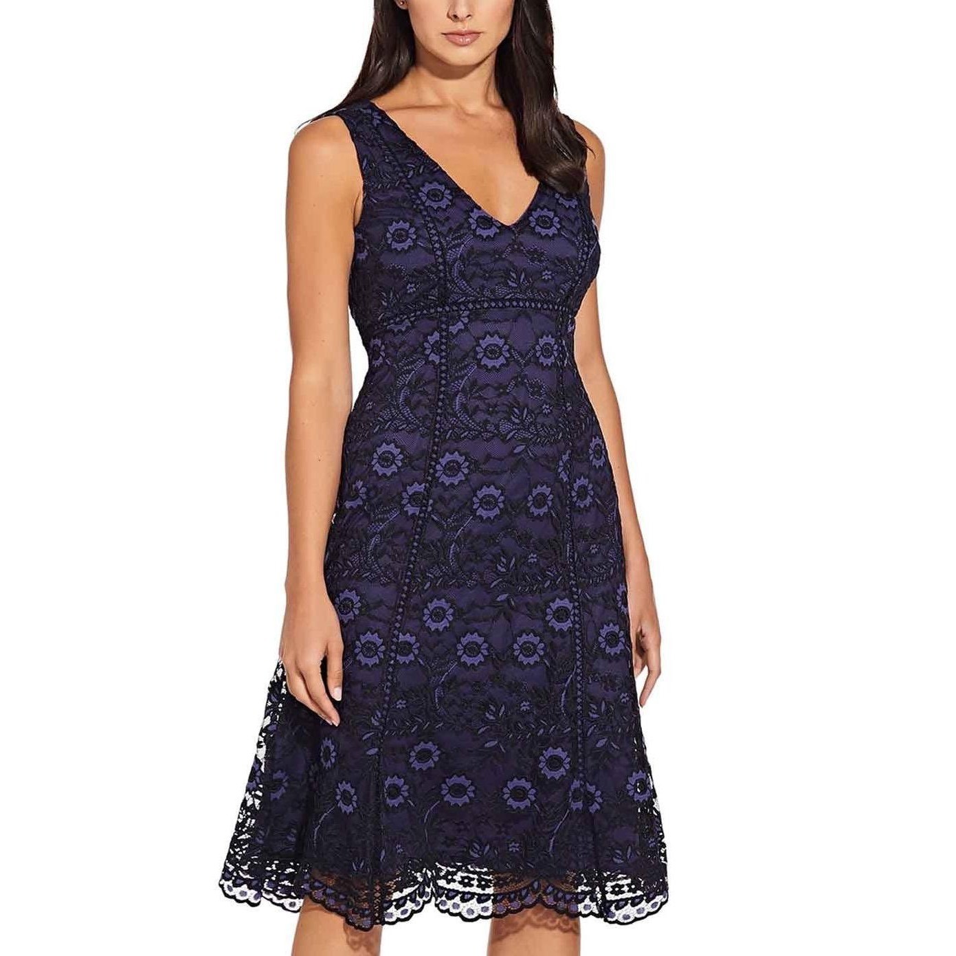 Women’s Navy Lace Dress Gothic Dark Romantic Wedding Guest Cocktail