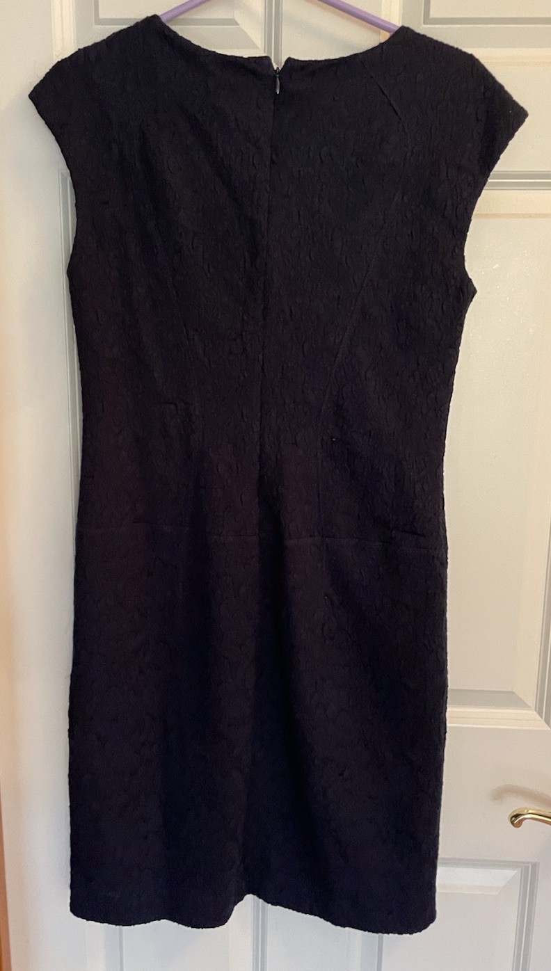 NWT Ann Taylor Dress Womens Sz 8 Flare Navy Blue Textured Stretch Sleeveless