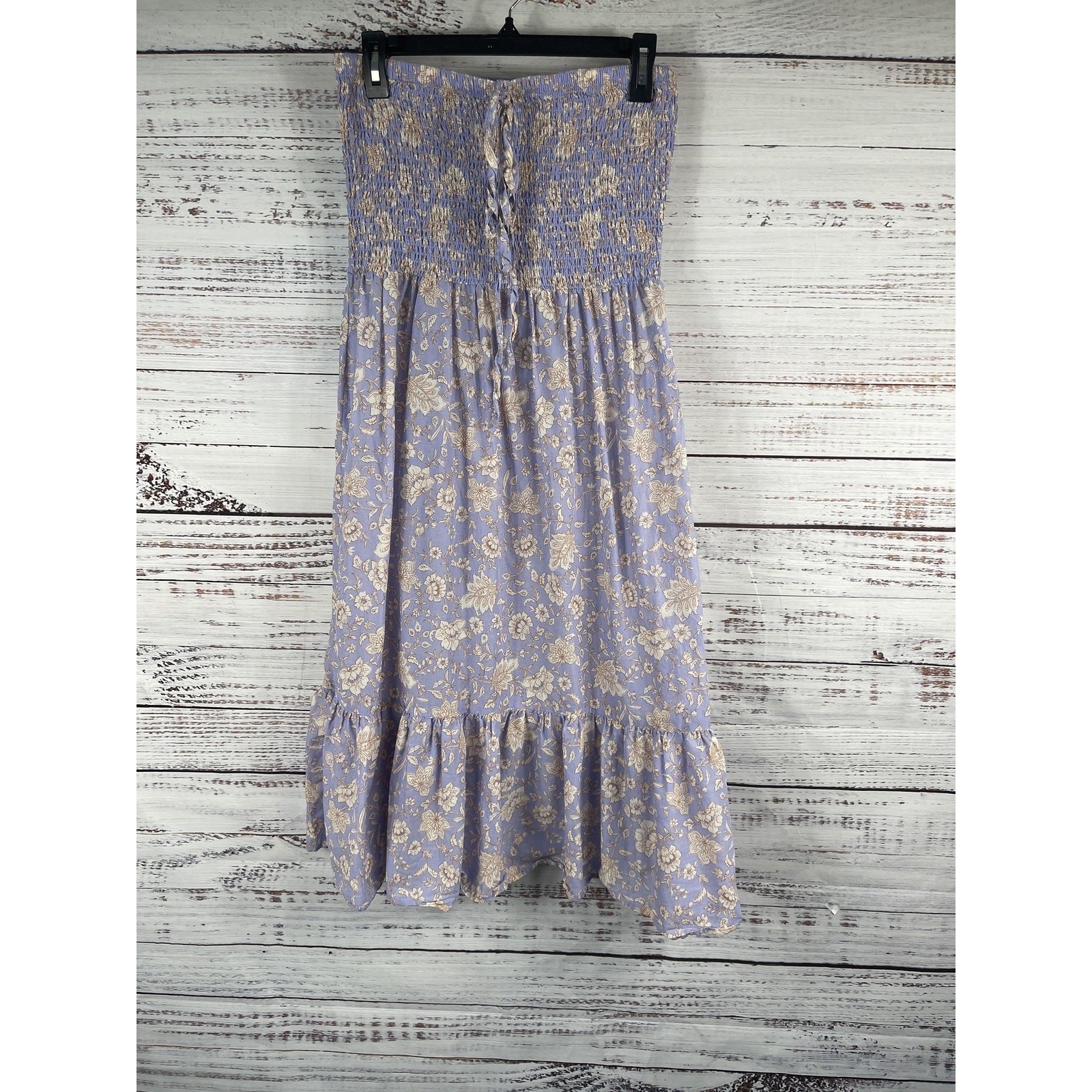 Shade & Shore Dress Women’s Size M Purple Floral Smocked Strapless Ruffle Hem