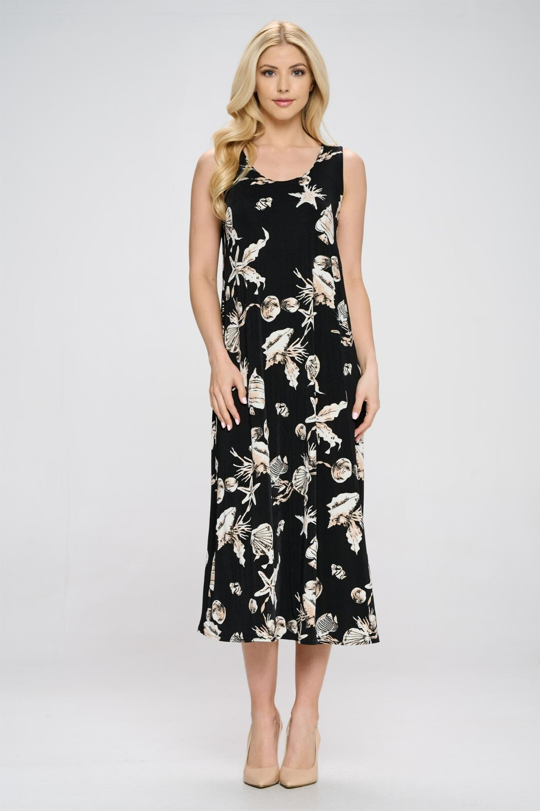 Travel Knit Dress, long A-Line Tank, Stretchy NO-IRON poly/span. #309