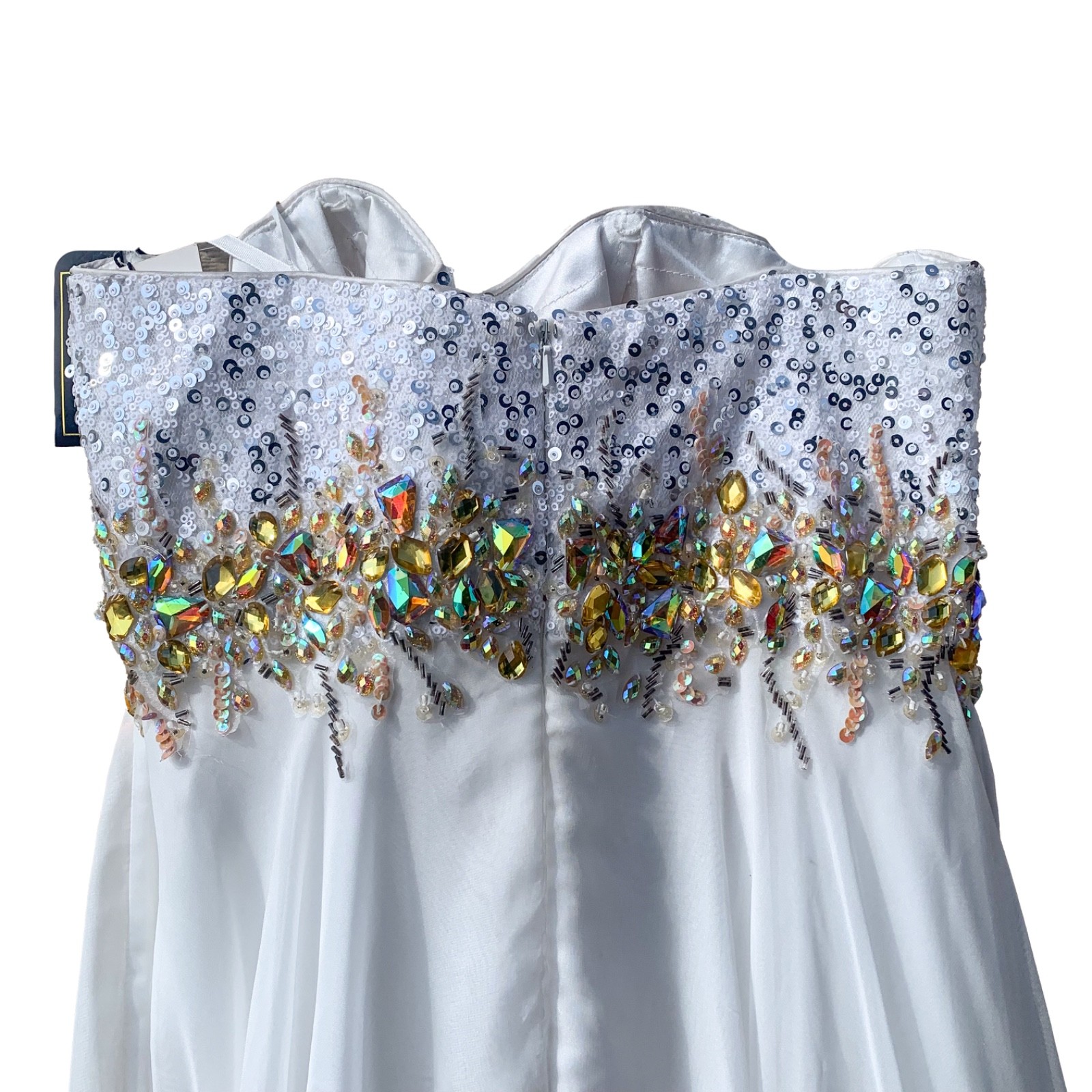 Coya Women’s Medium White Greek Goddess Beaded Sequence Prom Wedding Dress