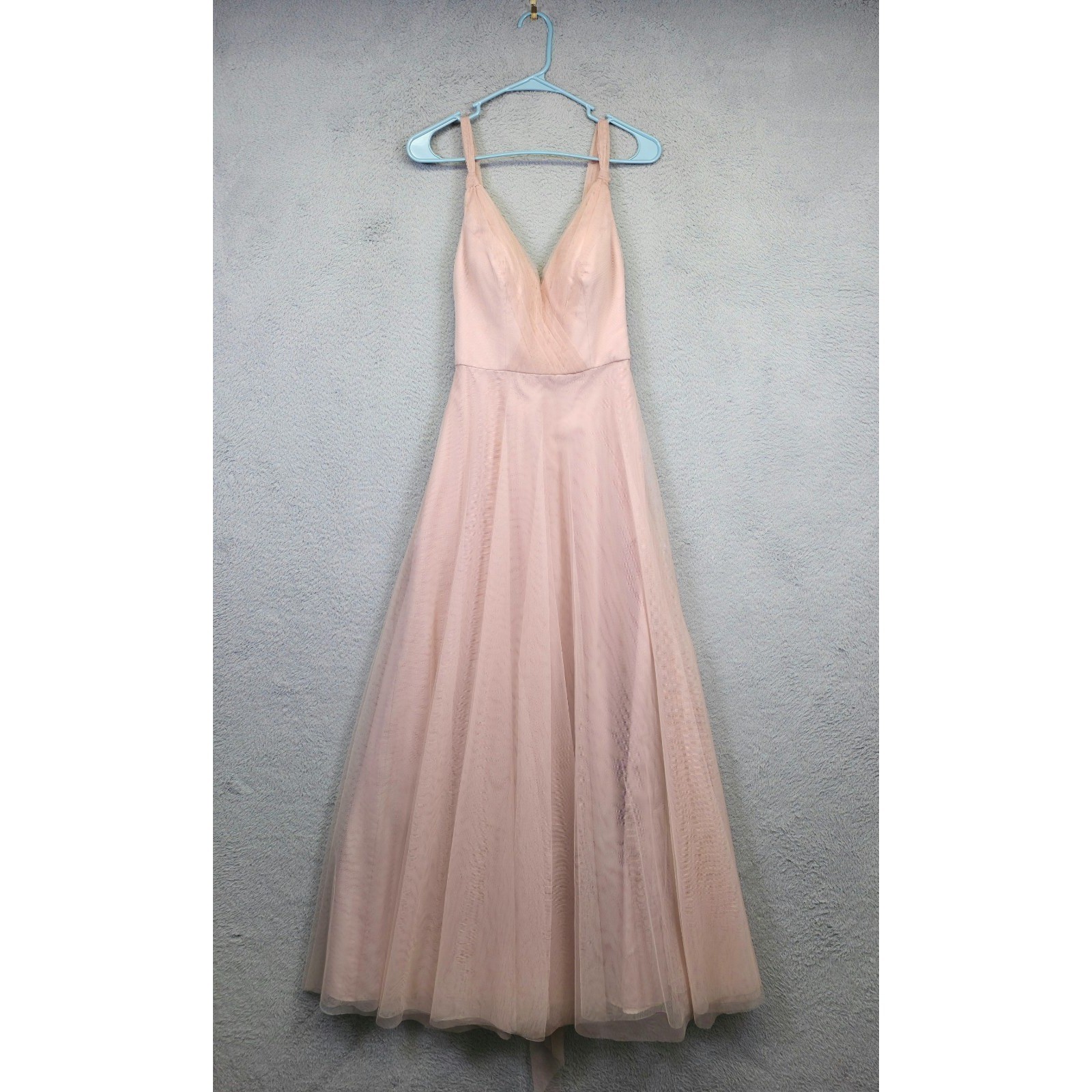 Hitherto Formal Gown Womens 2 Blush Pink Tulle Romantic Bridal Prom Maxi Dress