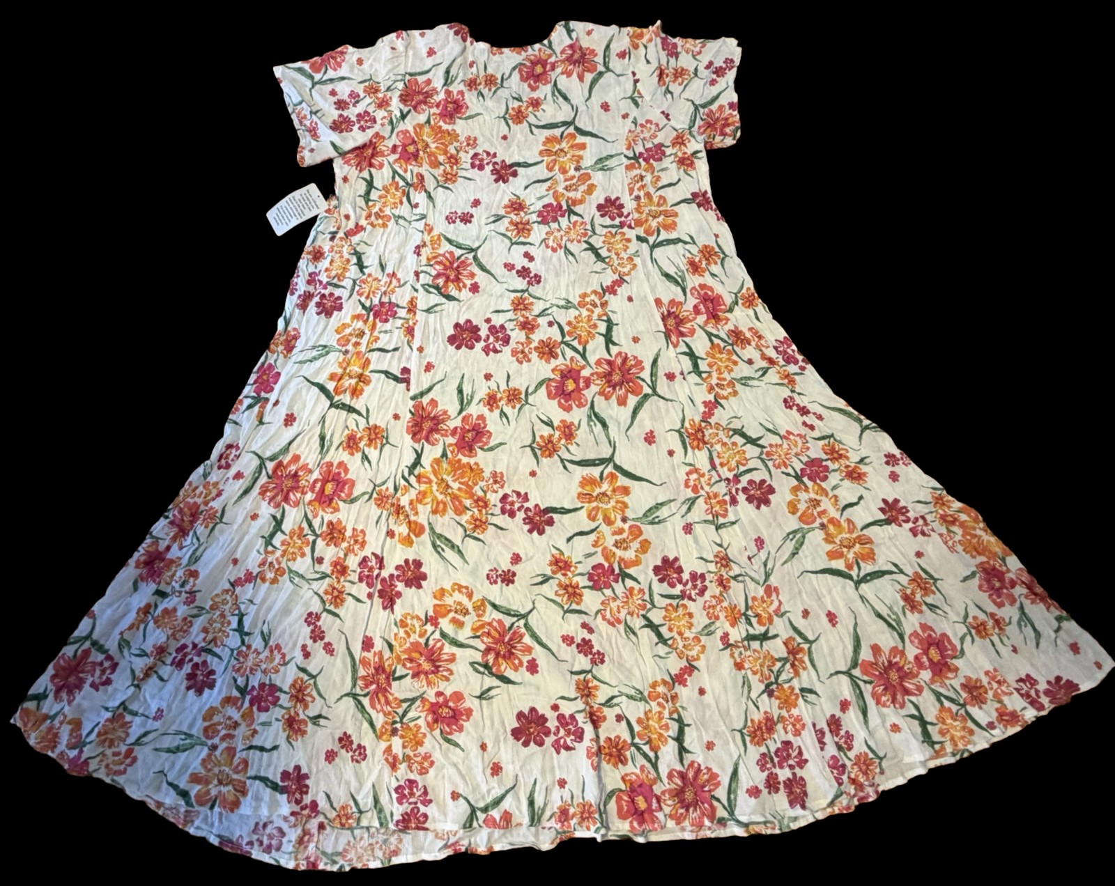 Woman Within Sz 2X 26-28 Crinkle Crepe Floral Semi-Sheer V-Neck Maxi Dress NEW