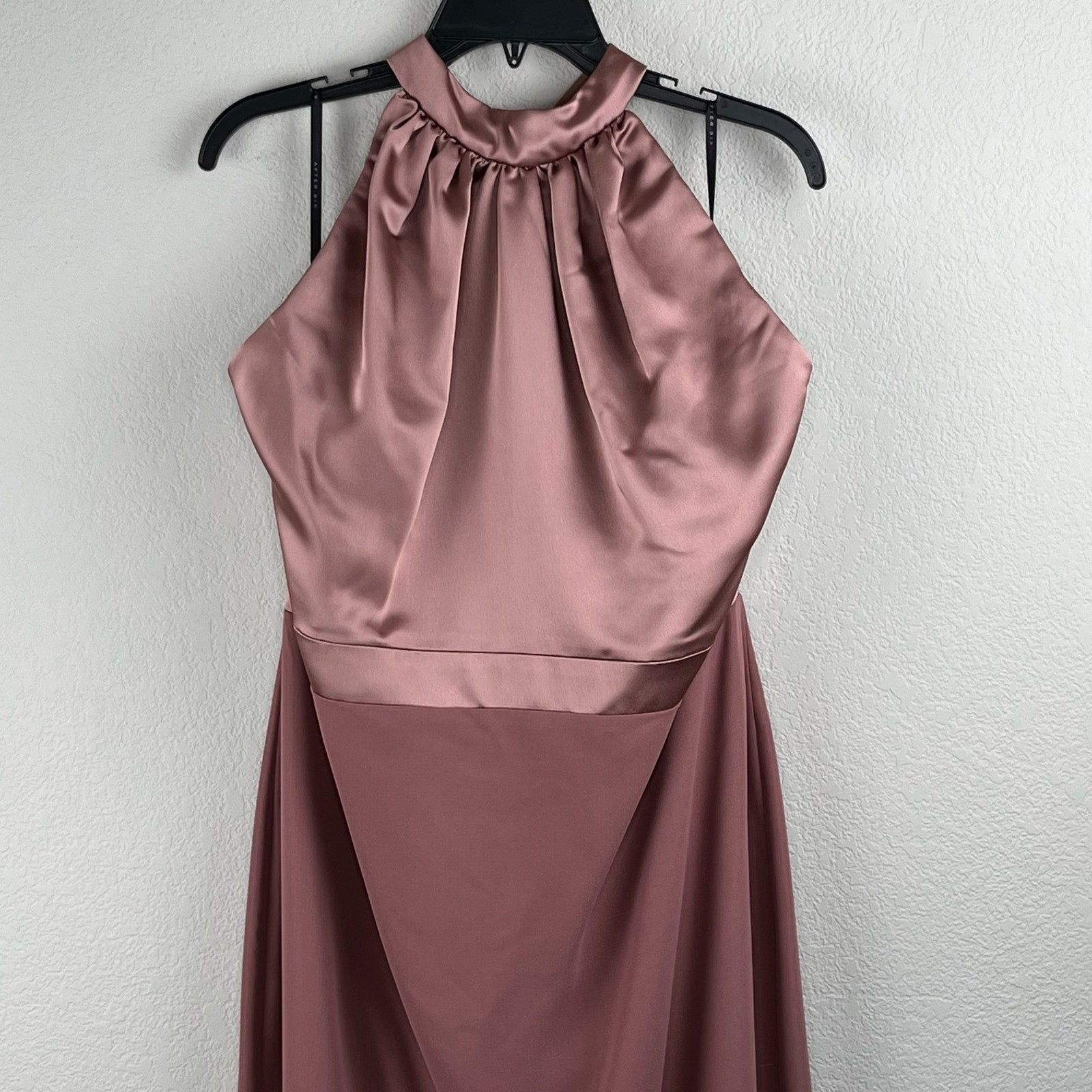 After Six High Neck Halter Maxi Gown Sienna Open Back Luxe Charmeuse 20 NWT