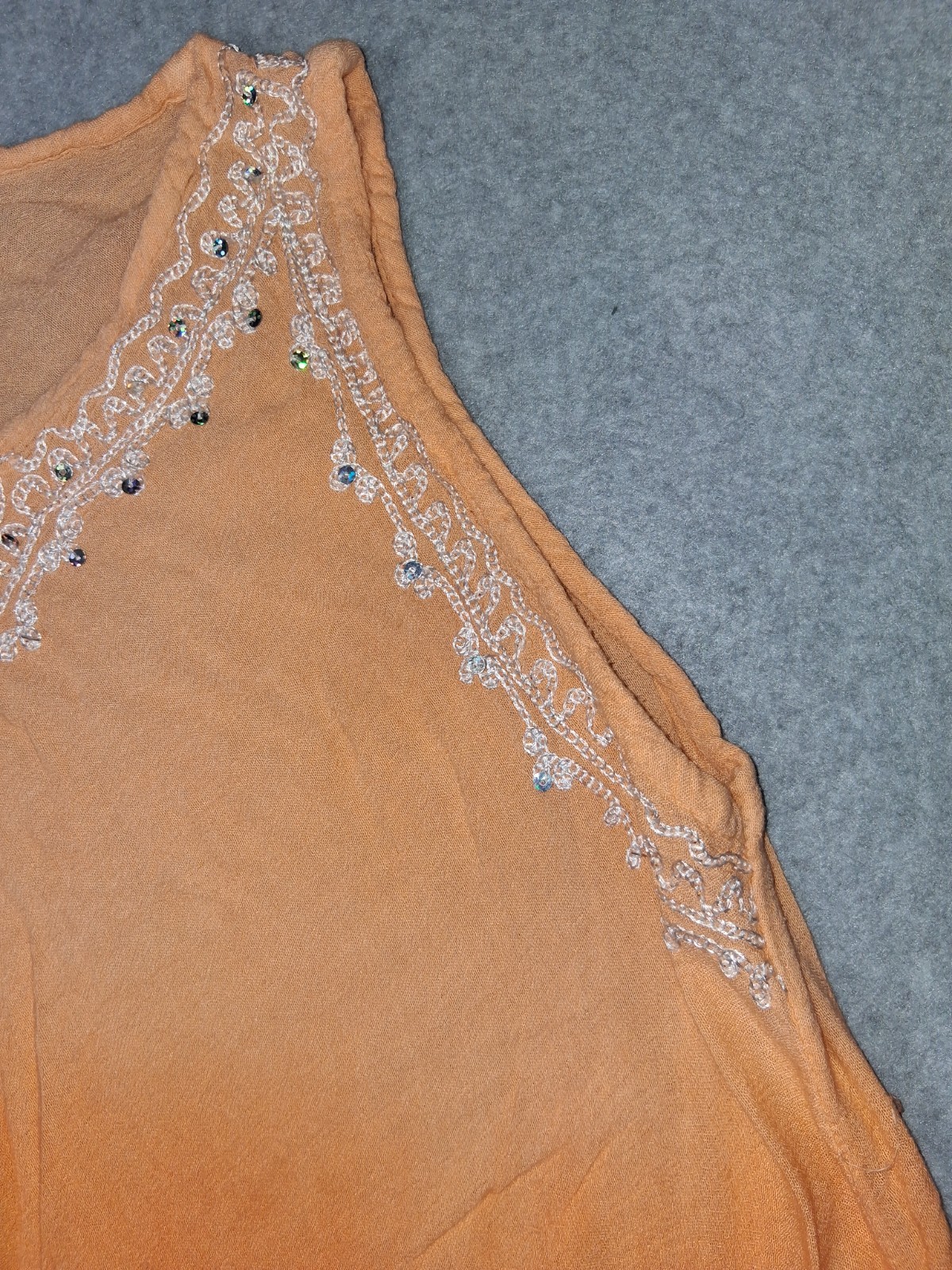 Whispers Embroirdered Ombre Tunic Cover Up Dress Free Size Gradient Orange Boho