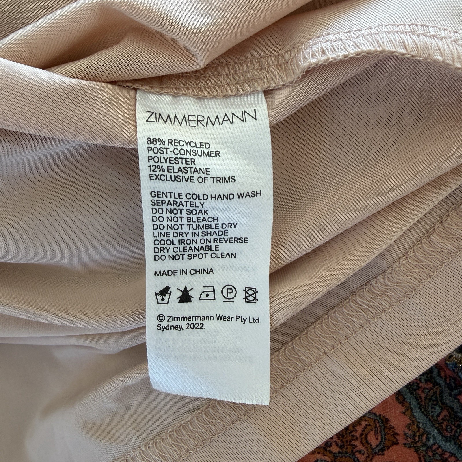 Zimmermann Devi Spliced Mini Dress Size 1/AU 10/US 8 Gold Trim Paisley Rare EUC