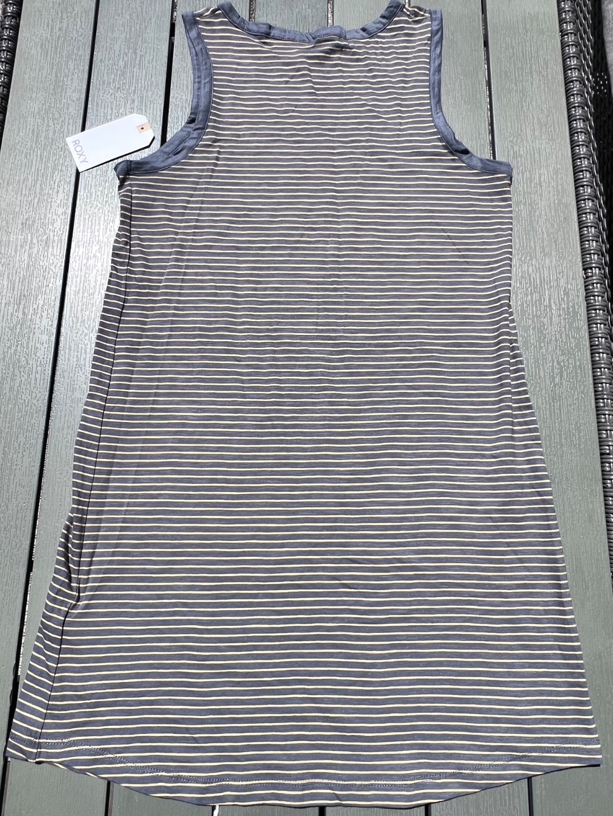 Roxy NWT Striped Tank Dress Blue White Sleeveless Casual Beach Cover Up Medium