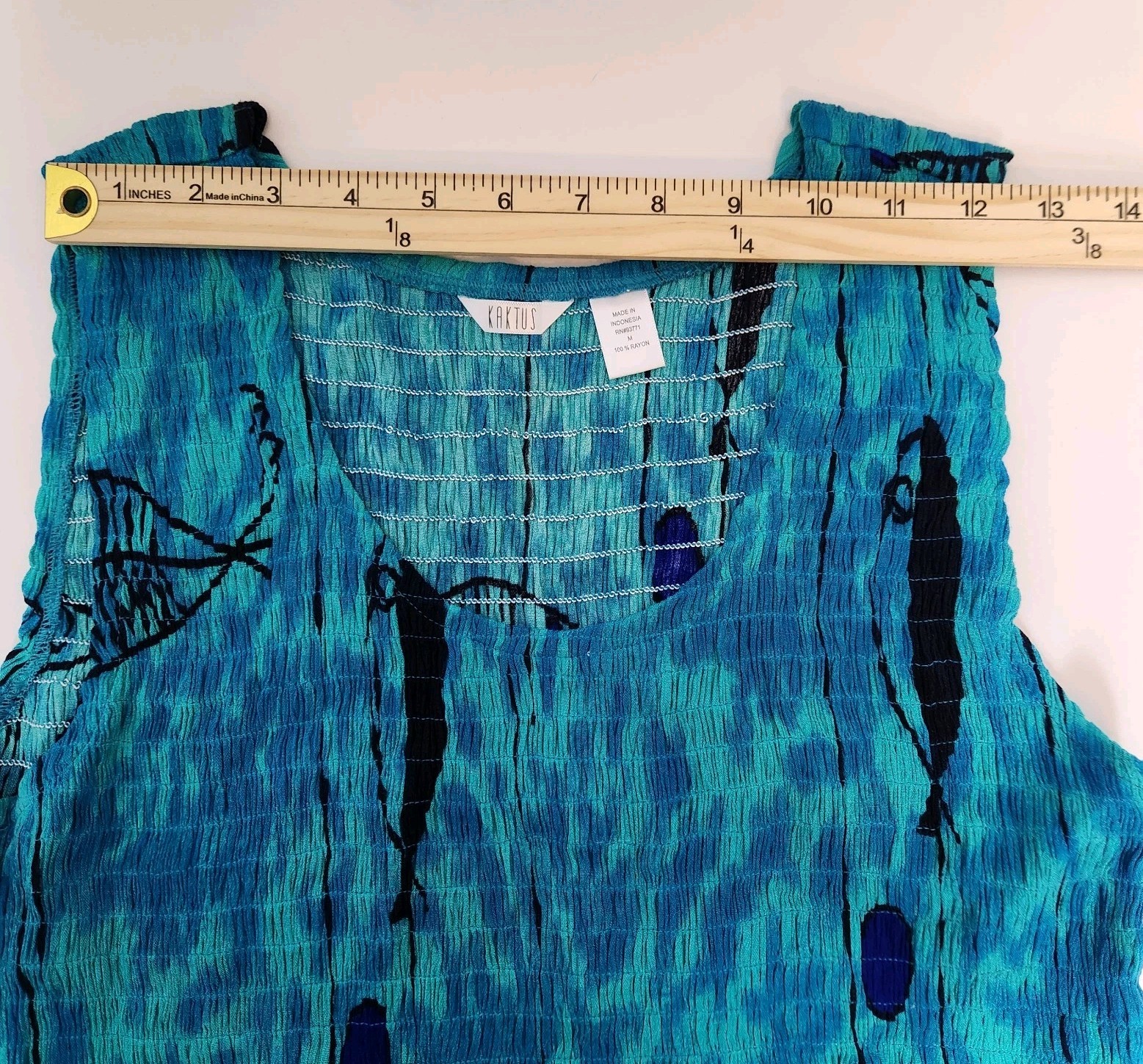 Kaktus Dress Womens Medium Blue Fish Print Sleeveless Summer Maxi Beach Resort