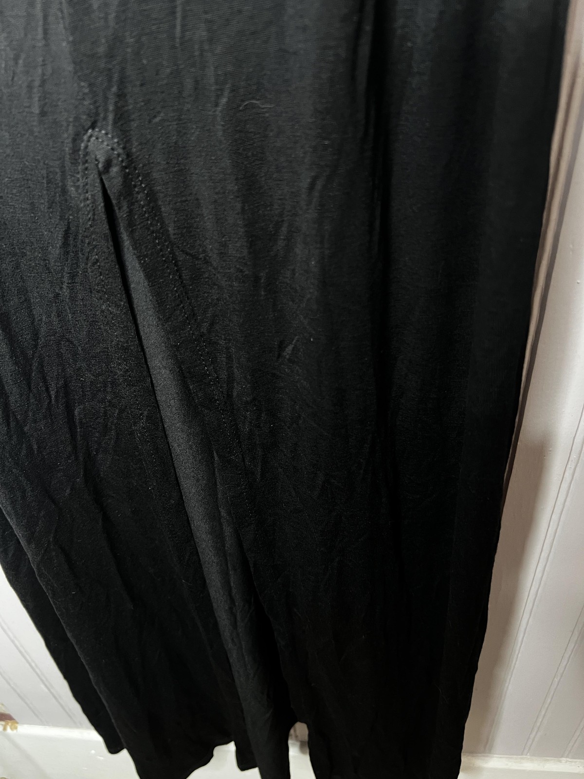 Green Envelope Casual Couture Dress Womens Large Black Ruffle Maxi Made USA