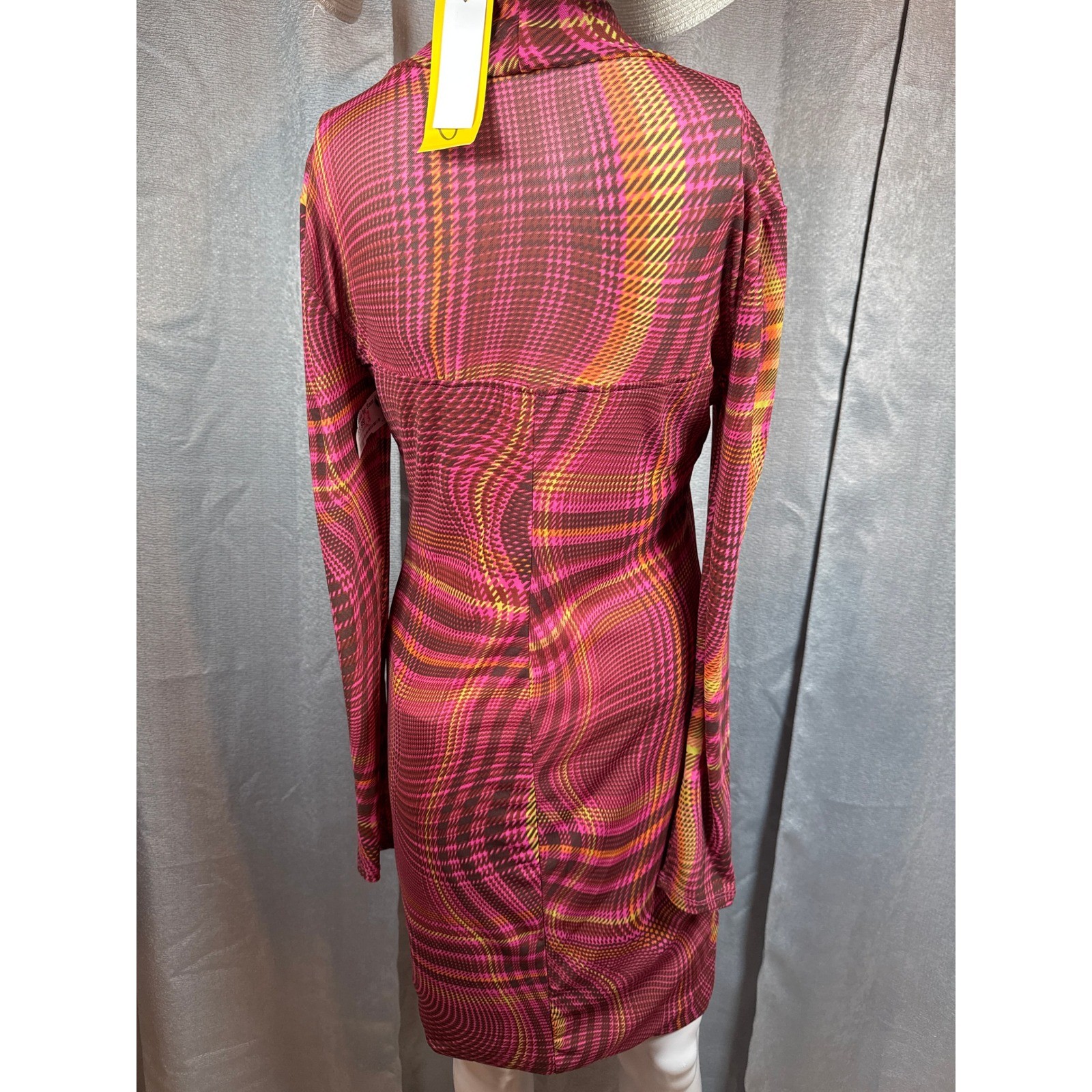 Circus NY Super Pink Plaid Trip Ashtan Dress Turtleneck Long Sleeve Size L
