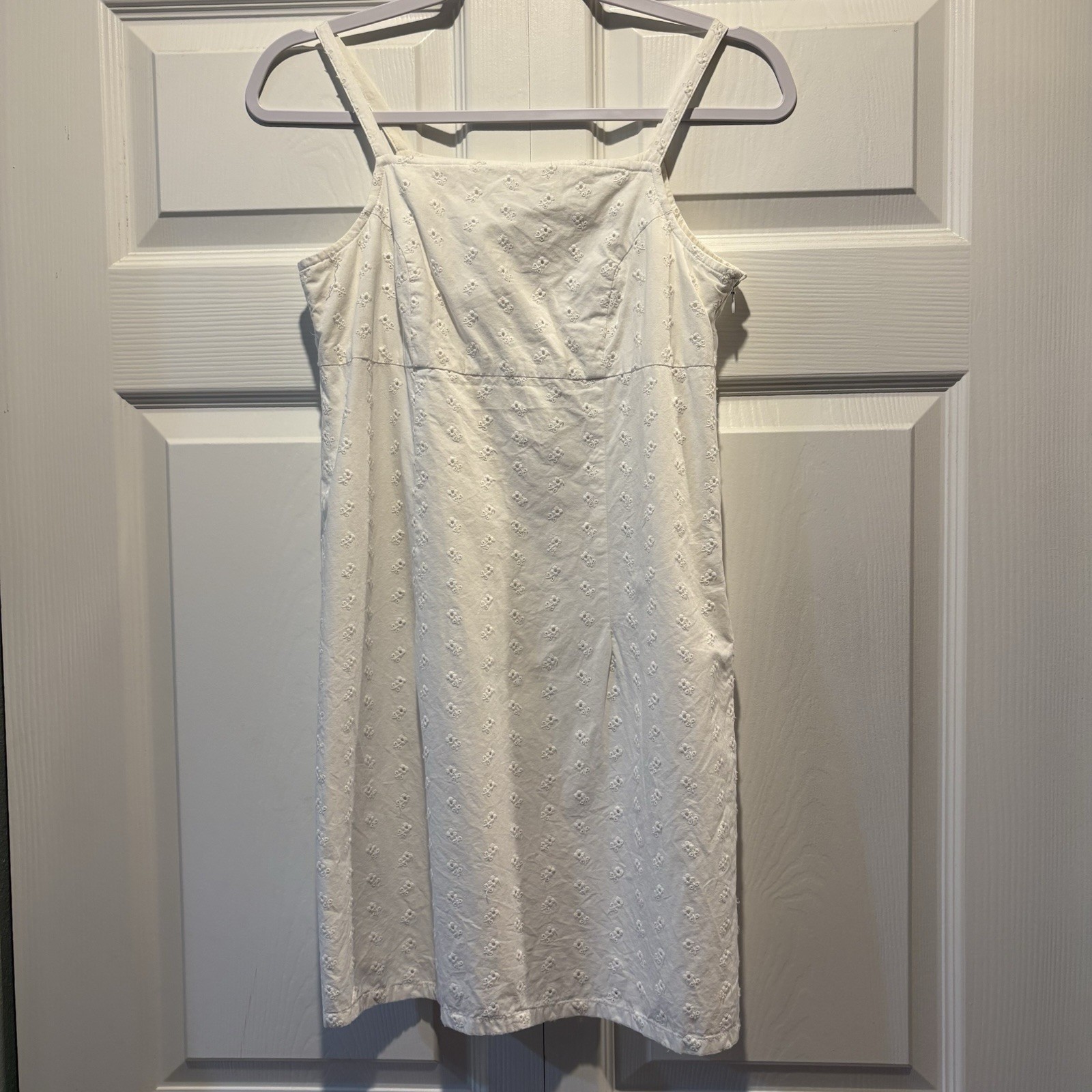 American Eagle Vtg White Eyelet Shift Sundress Summer Cotton Cottagecore Sz 0