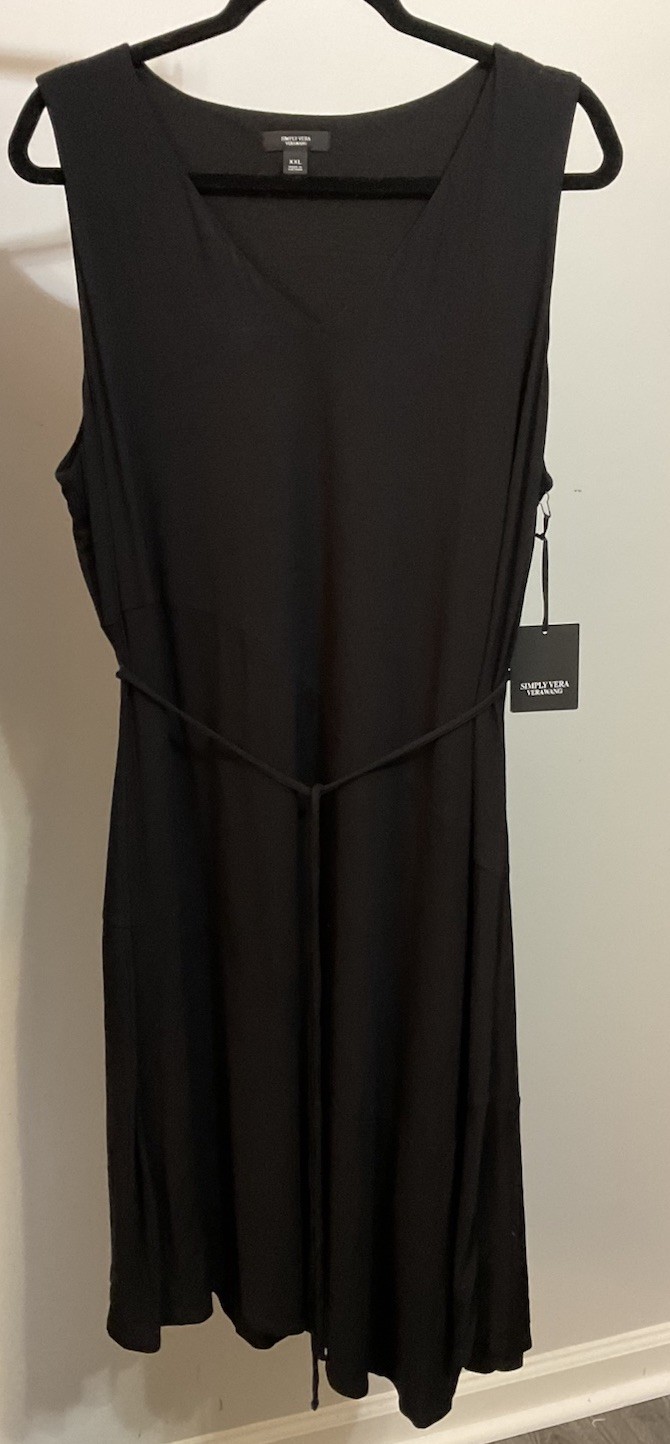 Simply Vera Vera Wang Black Solid V-Neck Asymmetrical Dress XXL