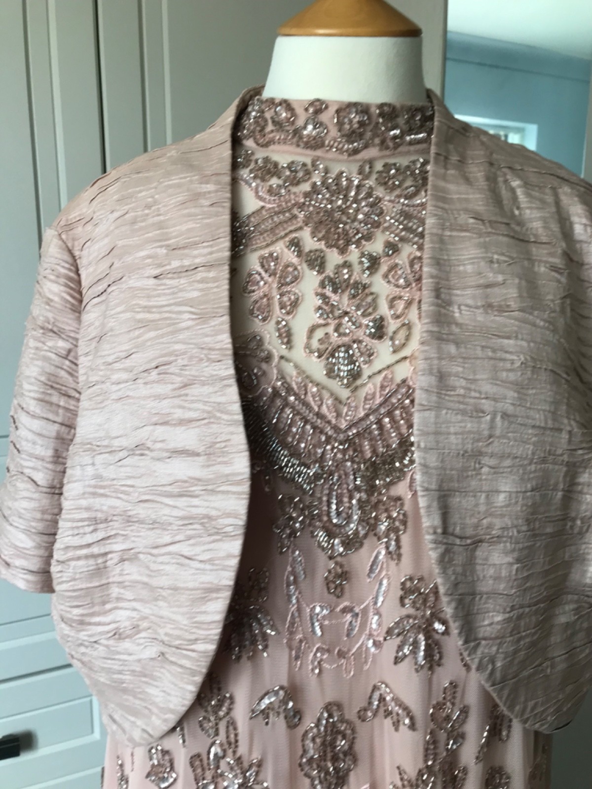 Summer Dress And Jacket by Joanna Hope Bead Embroidered Wedding Formal Size 20