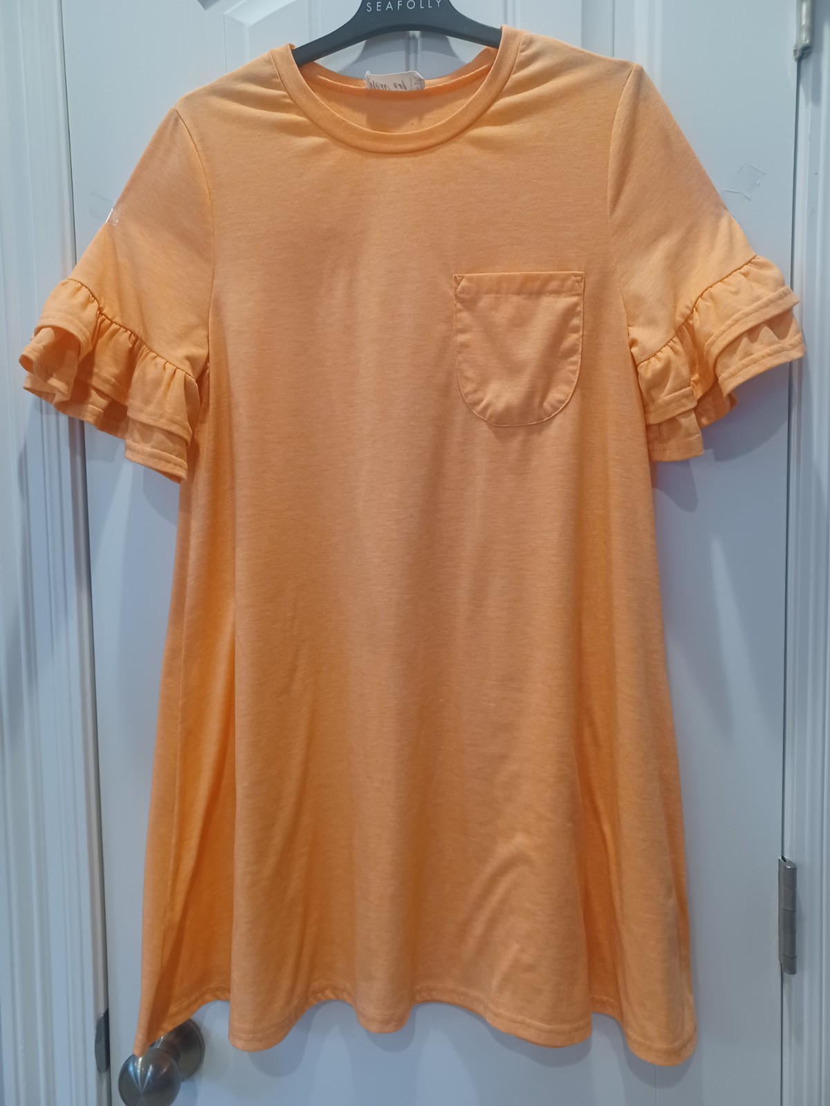 New In (Very J Love Riche) Ruffle Sleeve T-Shirt Dress Orange Size Small EUC!
