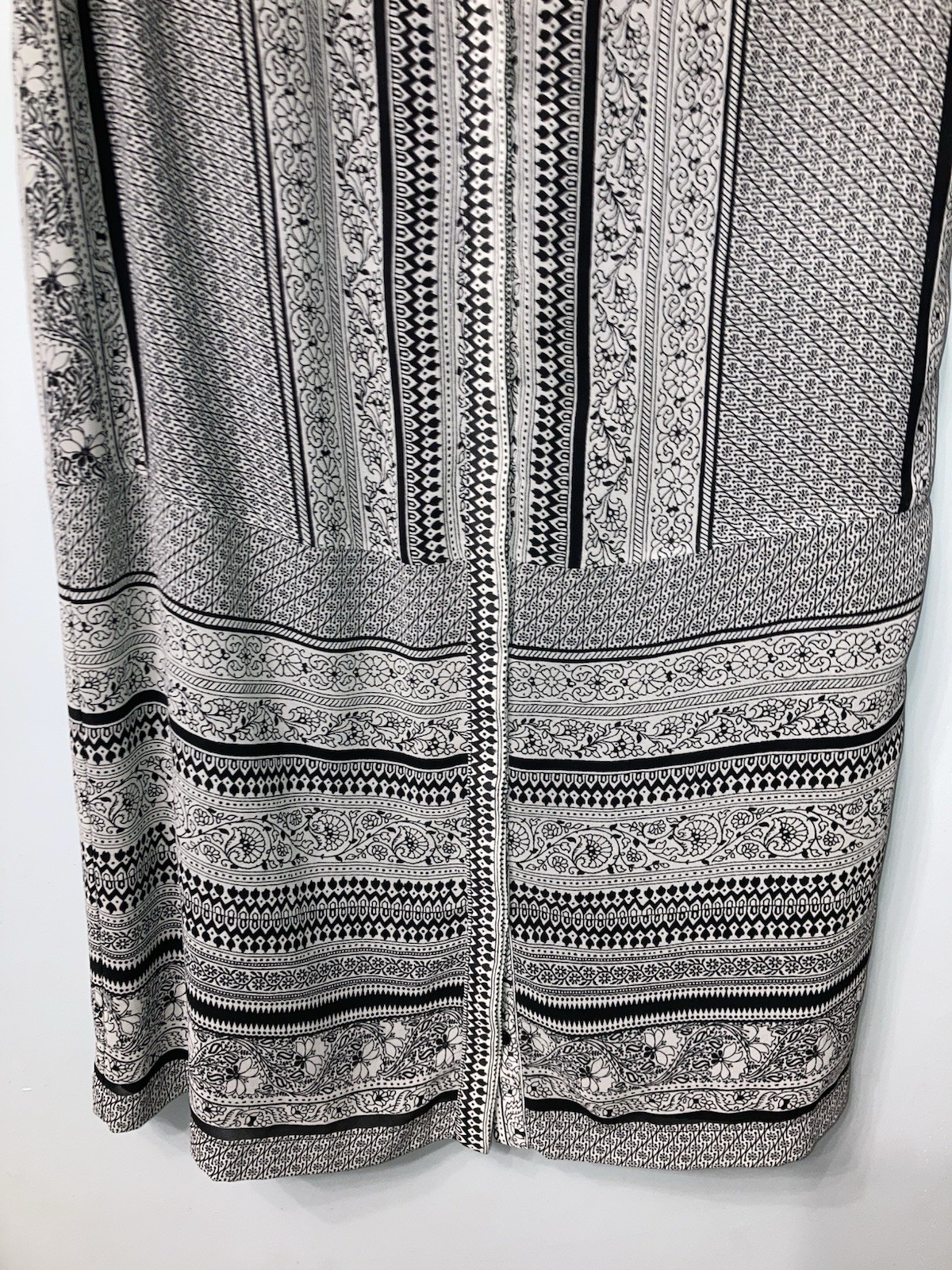 Bailey 44 Black & White Stripe Print Sleeveless Collar Shift Dress Medium