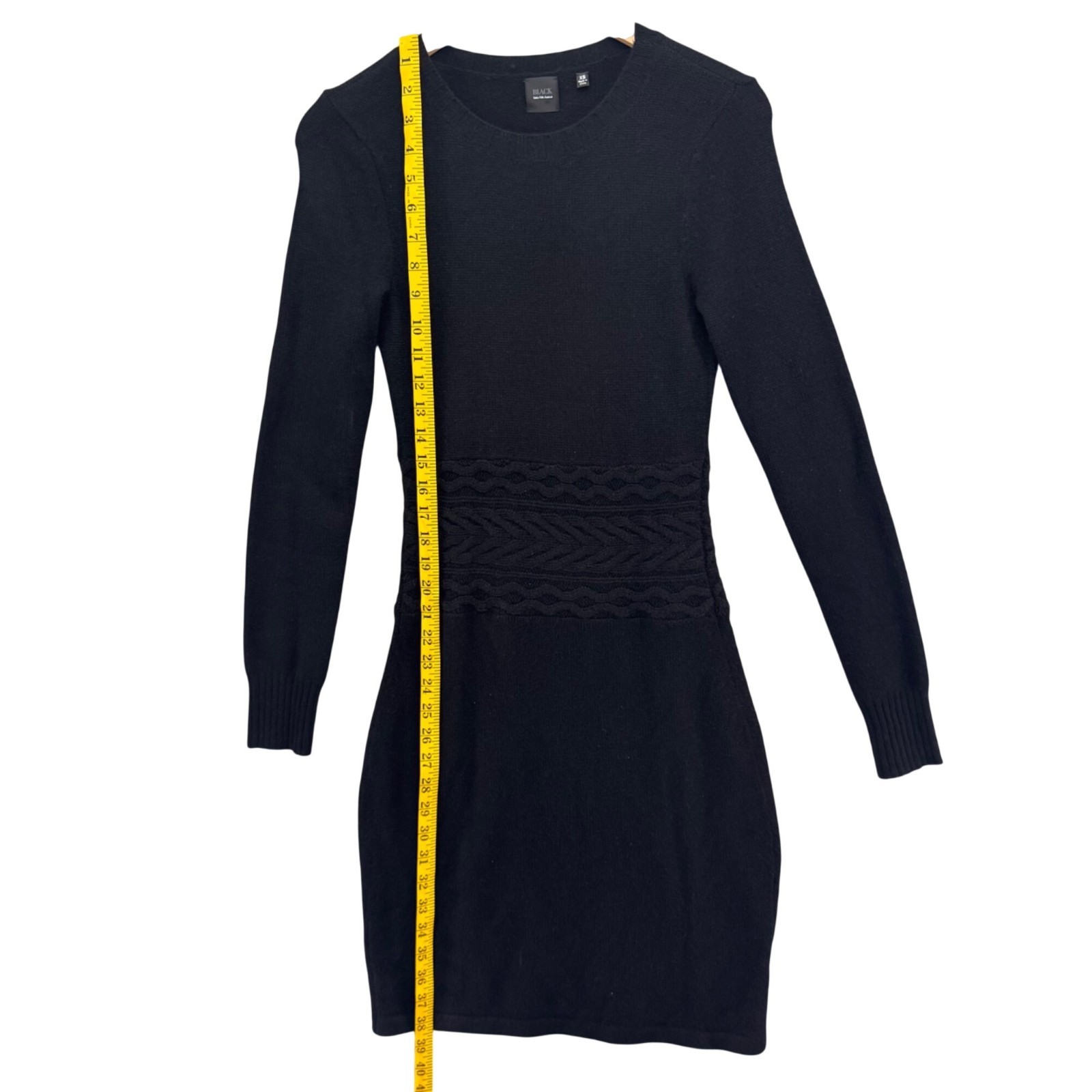 Black Saks Fifth Avenue Cashmere Sweater Dress Black Long Sleeve Knit Size XS