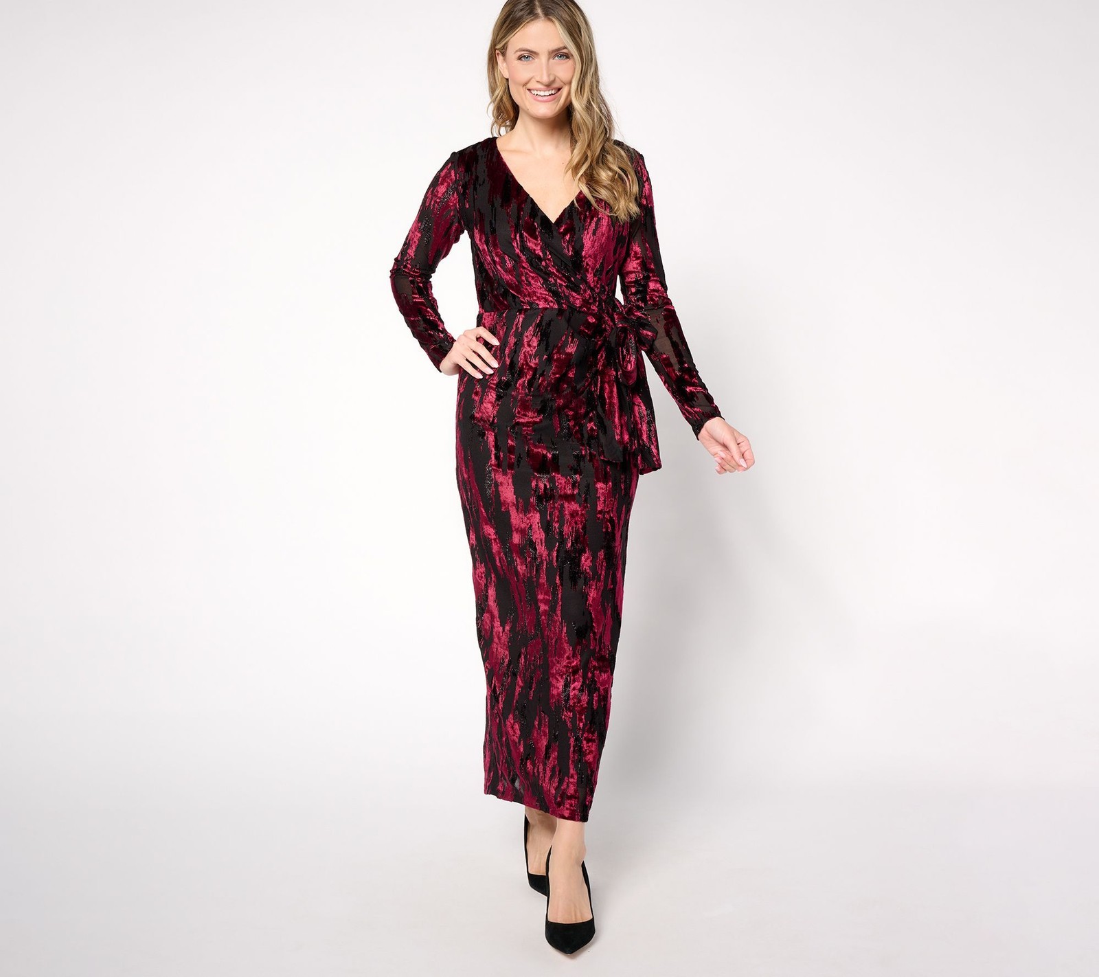 Dennis Basso Women’s Dress Sz 14 Burnout Evening Gown Red A672942