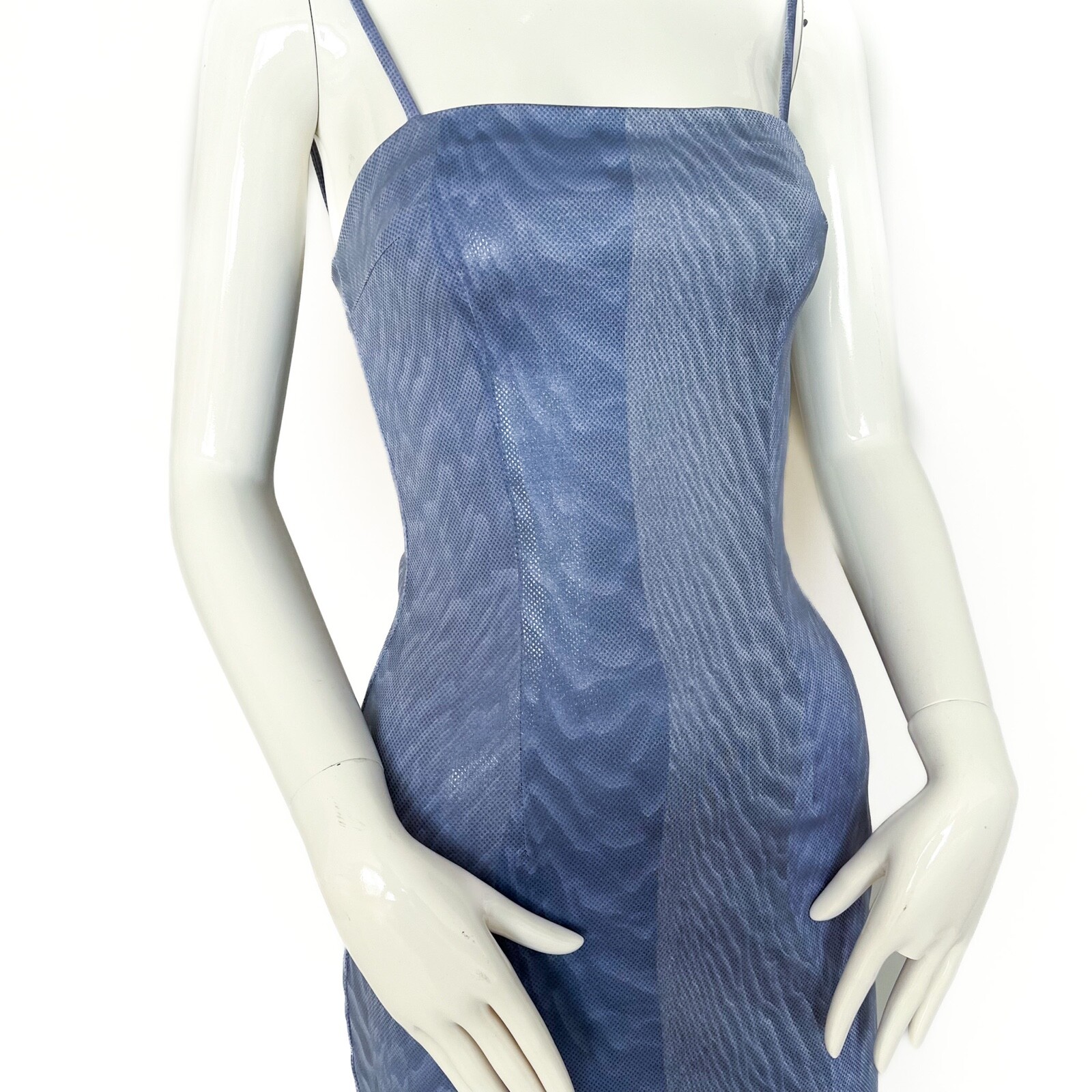 Cache by Alexia Admor | Midi Party Dress Cocktail Print Coated Bodycon Blue Sm