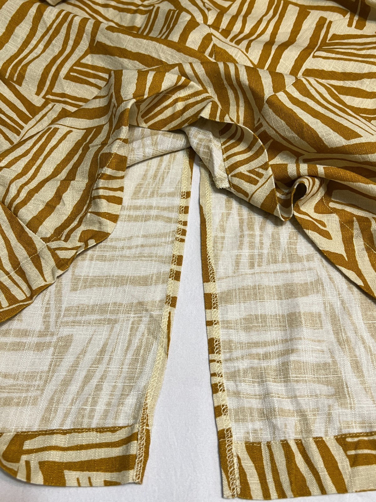 NWT Lost + Wander Mustard Geometric Print Maxi Dress Size S Linen Blend Boho