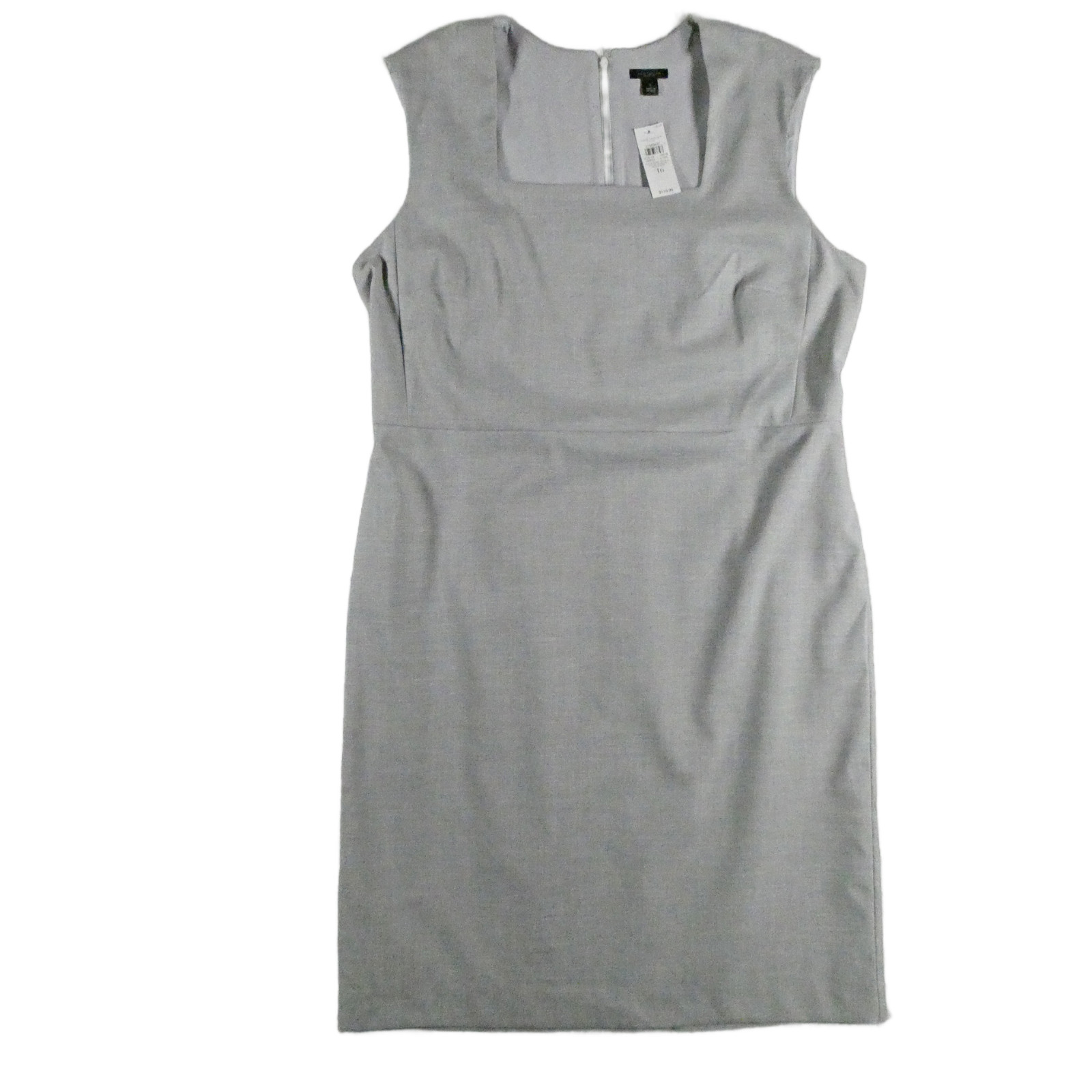 Ann Taylor Factory Gray Sheath Dress 16 Slvless Square Neck Work Career Office