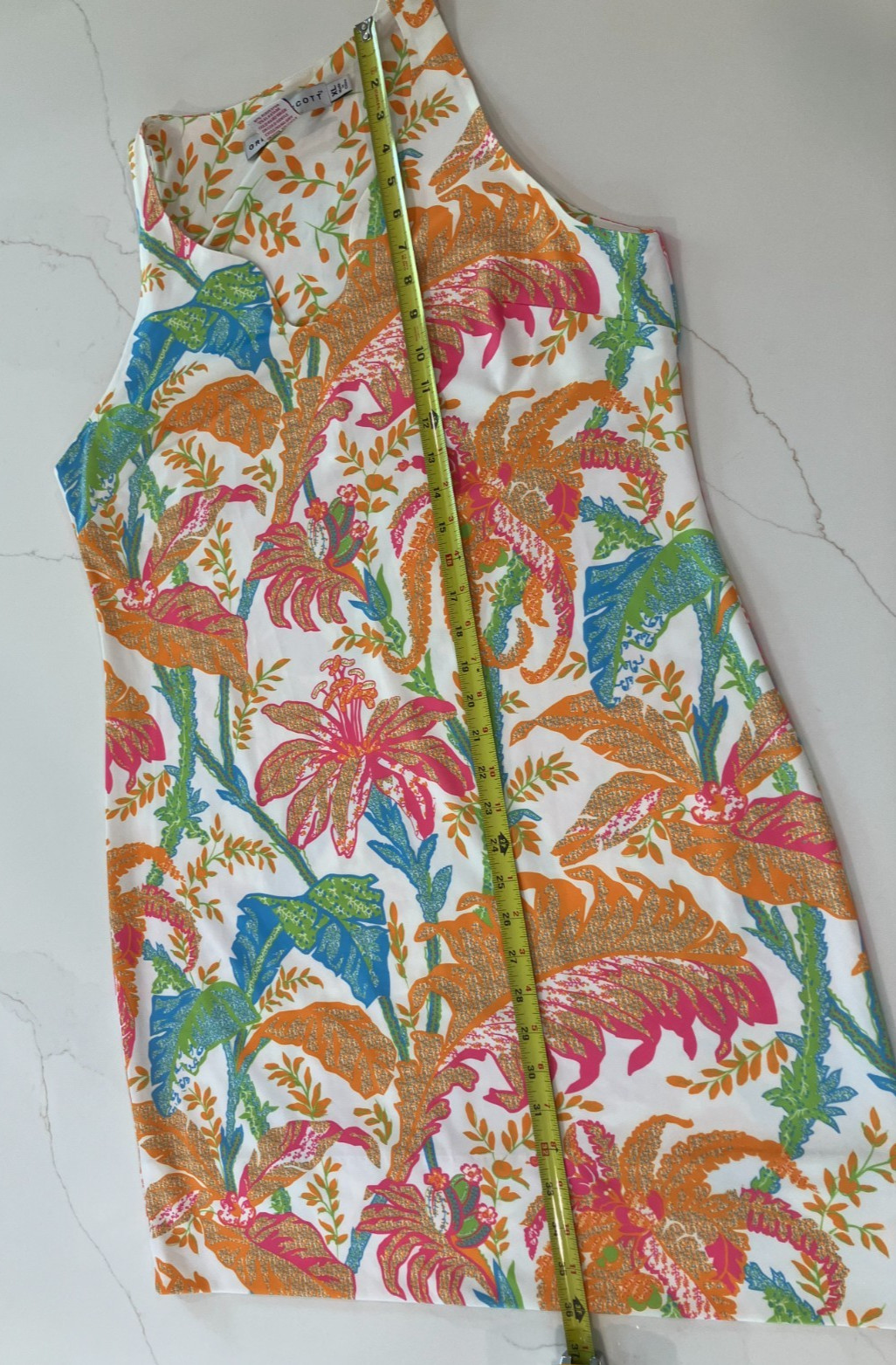 Gretchen Scott Sleveless DRESS White with Bright Color, Resort, Preppy size XL