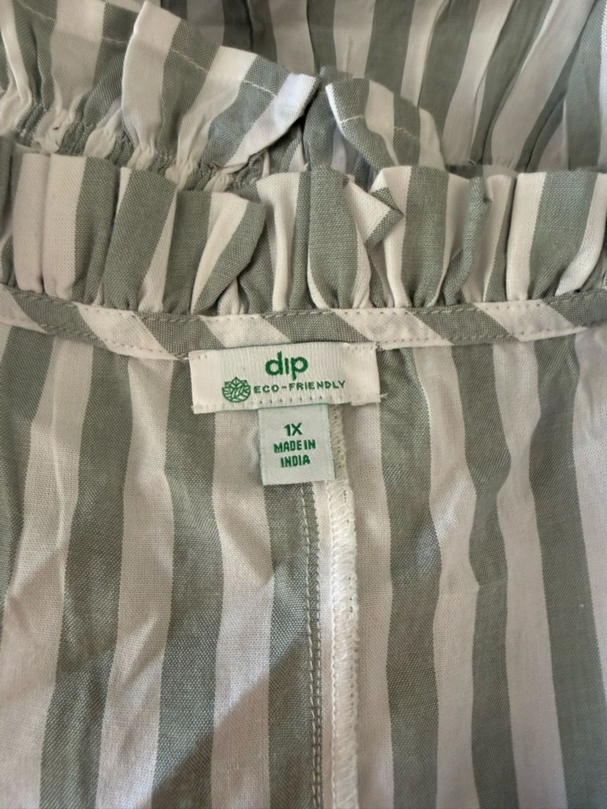Dip Eco-Friendly Green & White Striped Tiered Tassel Dress 1X
