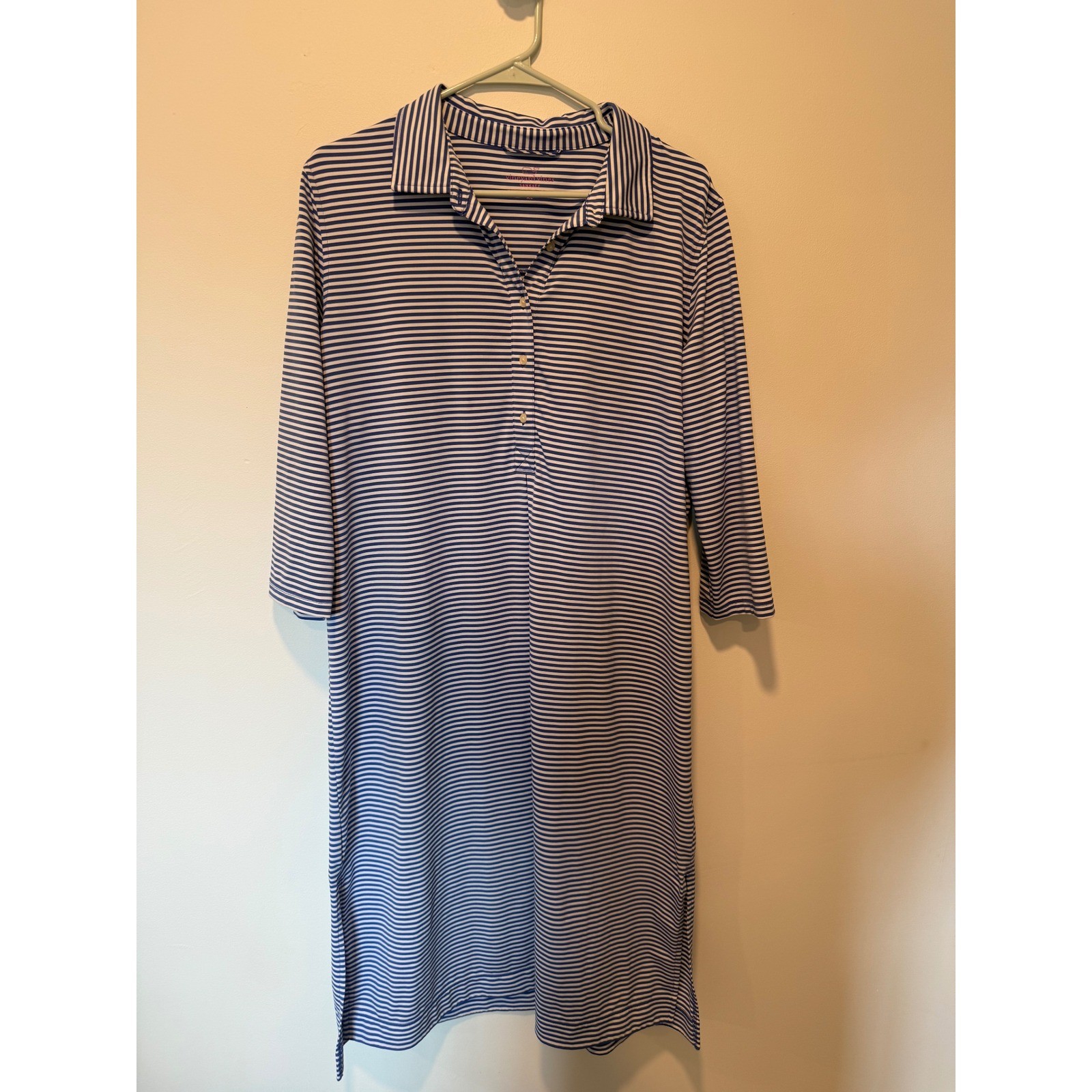 Vineyard Vines Sankaty Striped Polo Dress XL Navy White Preppy Coastal Grandma