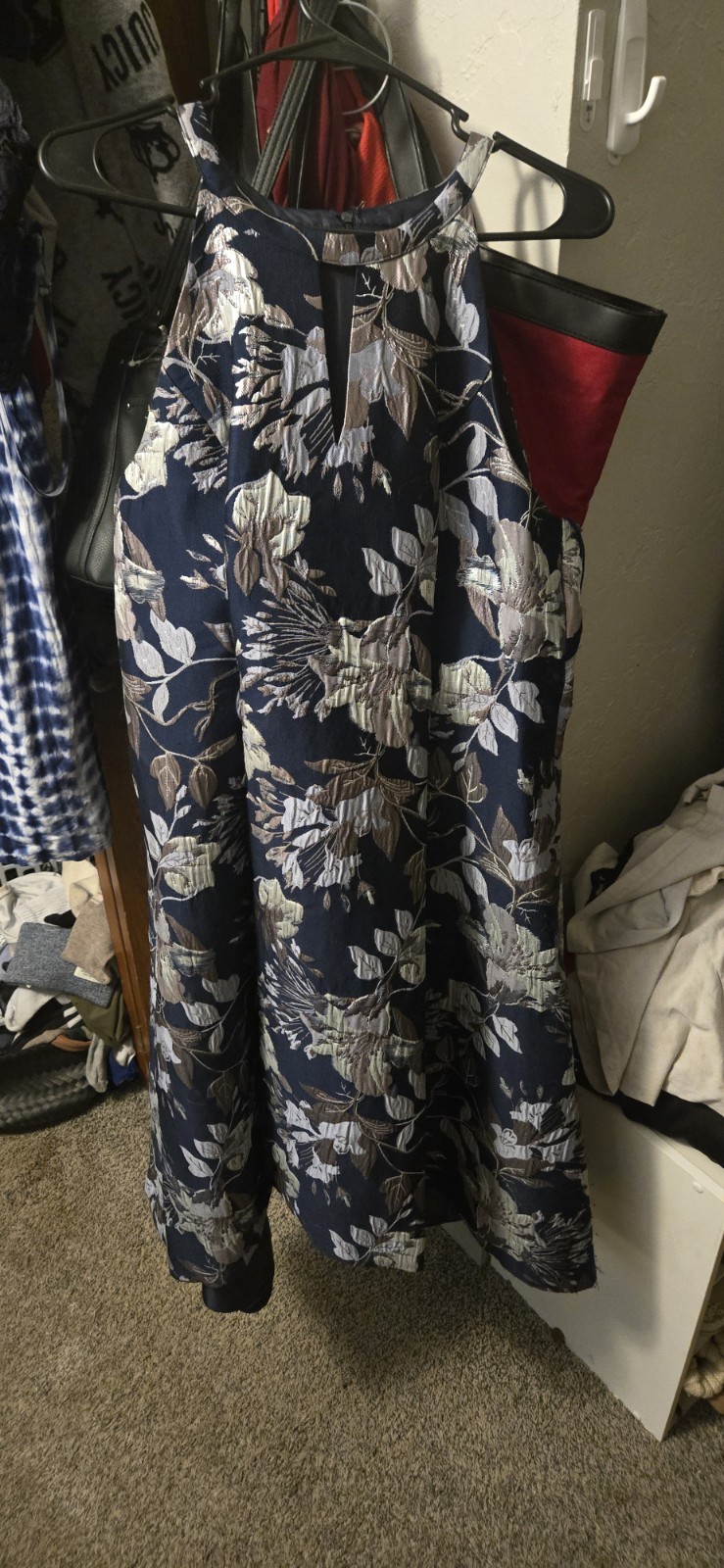 Adrianna Papell Women’s Floral Dress Cascading, Size 12, Off the Shoulder
